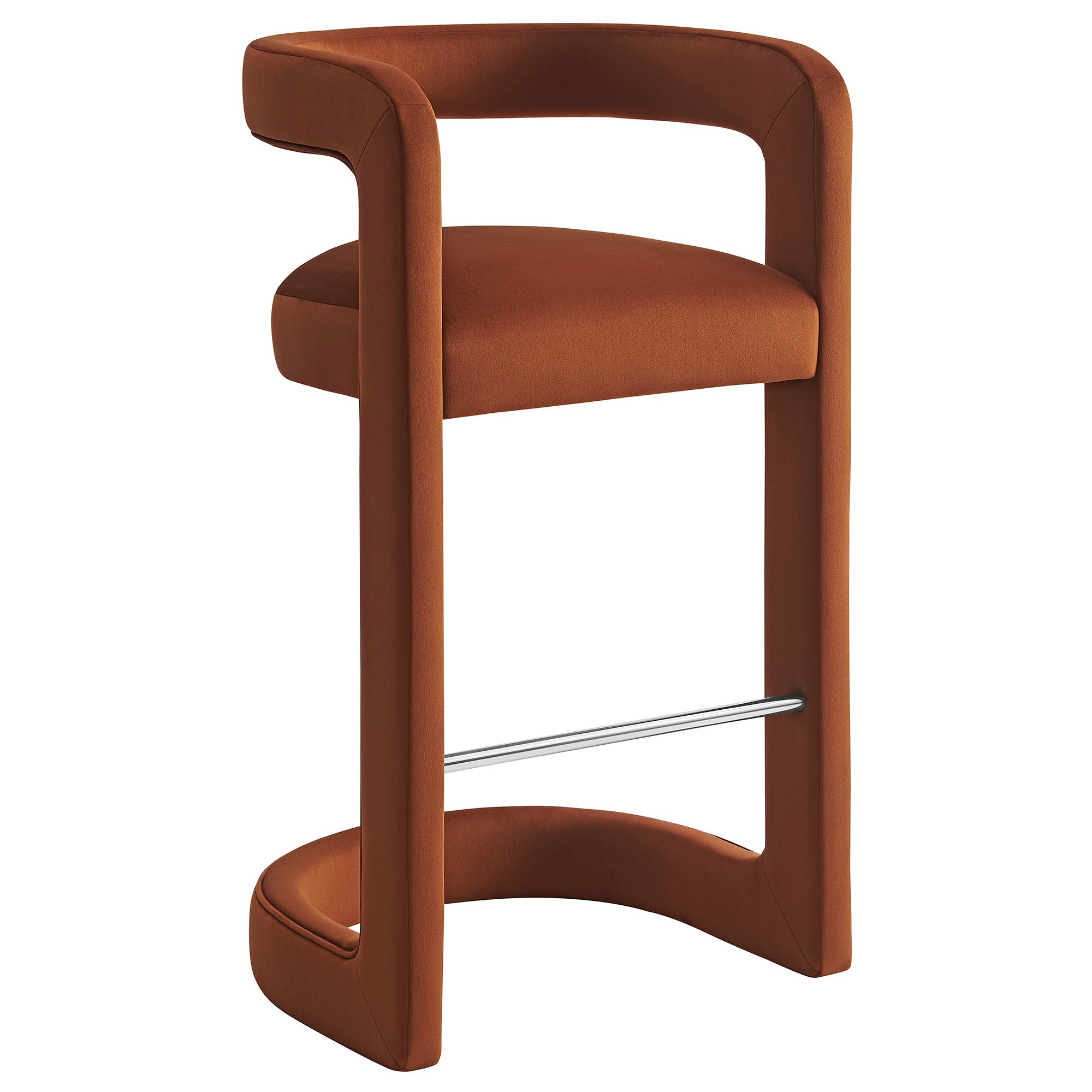 Winslow Performance Velvet Bar Stool, Rust