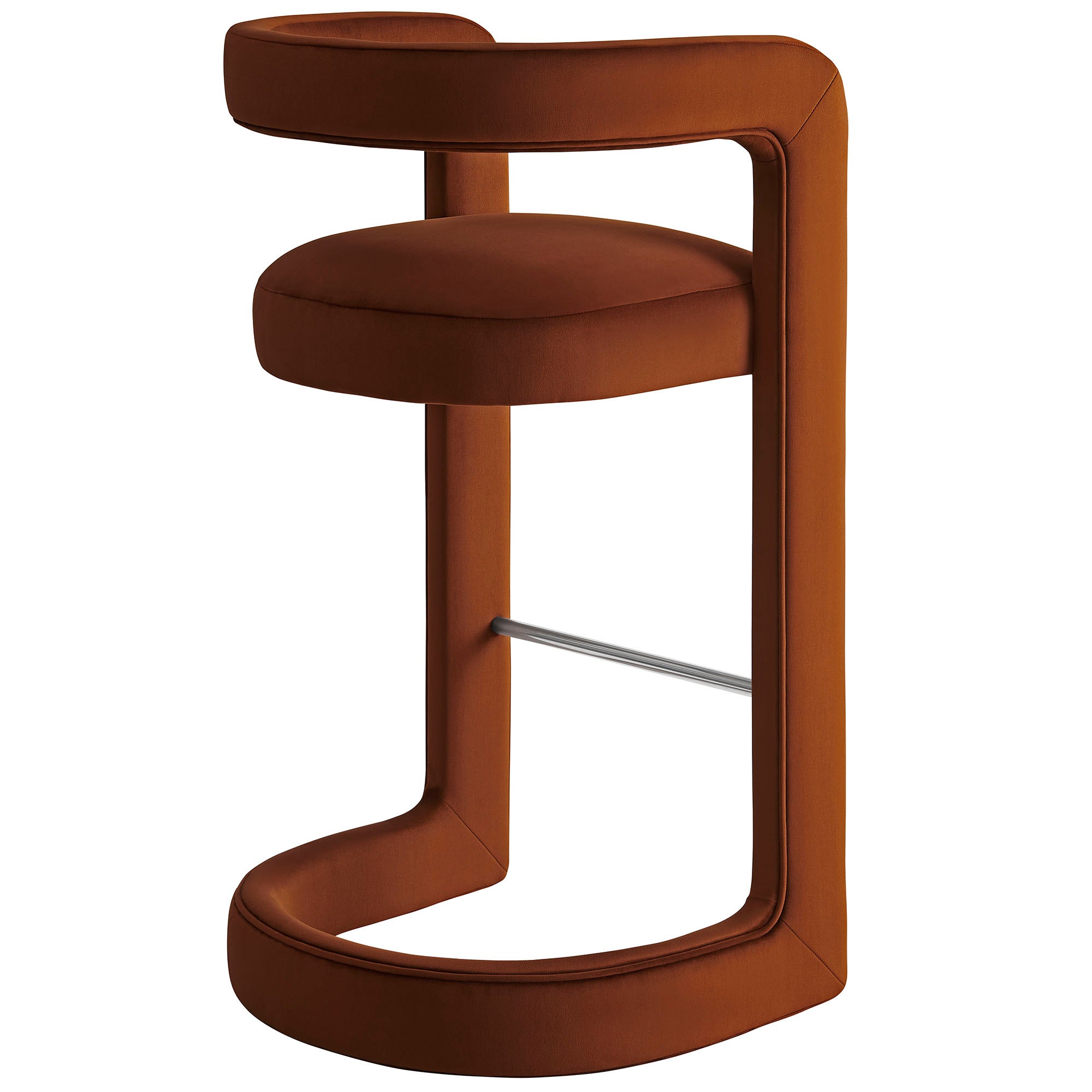 Winslow Performance Velvet Bar Stool, Rust