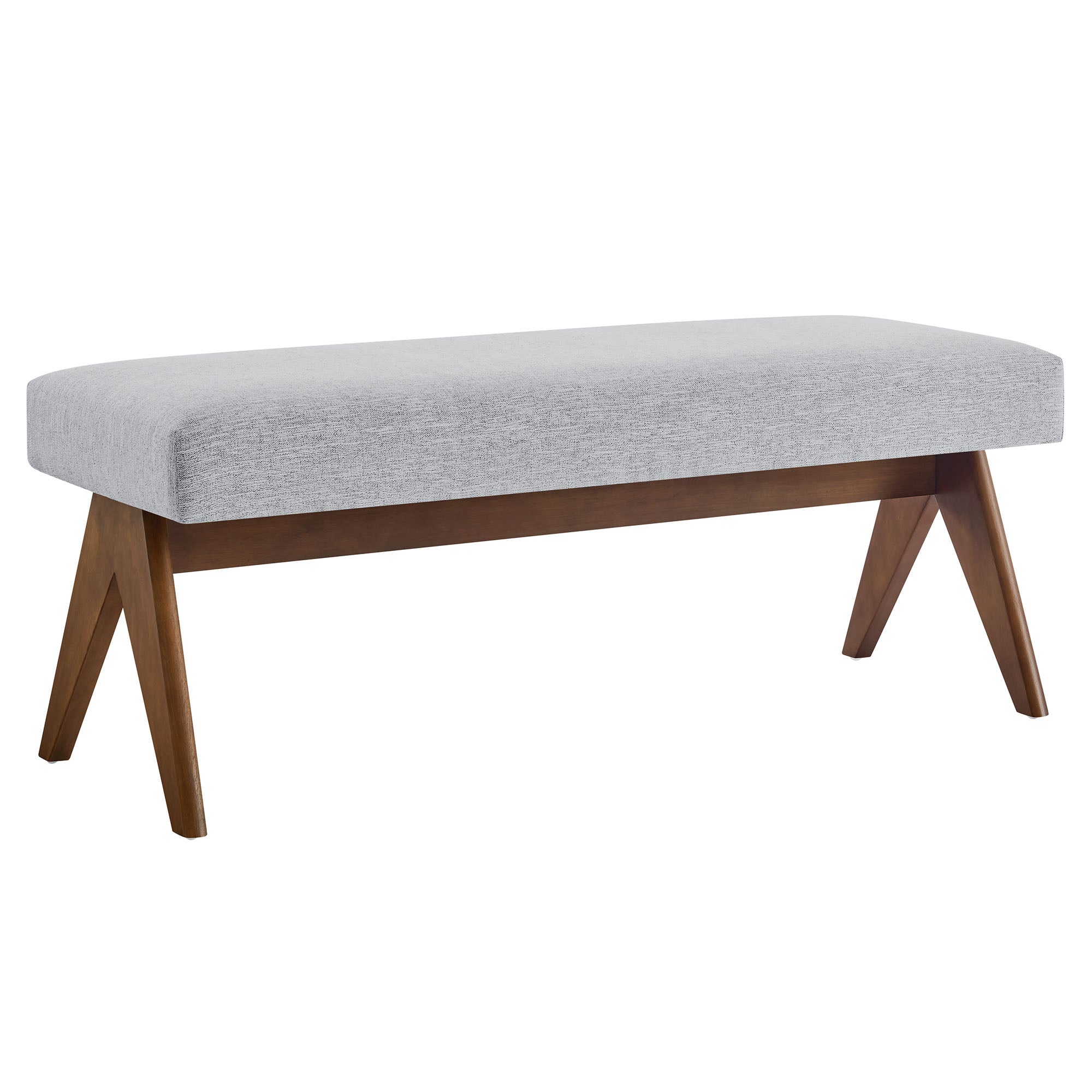 Lyra 47" Fabric Upholstered Bench, Light Gray