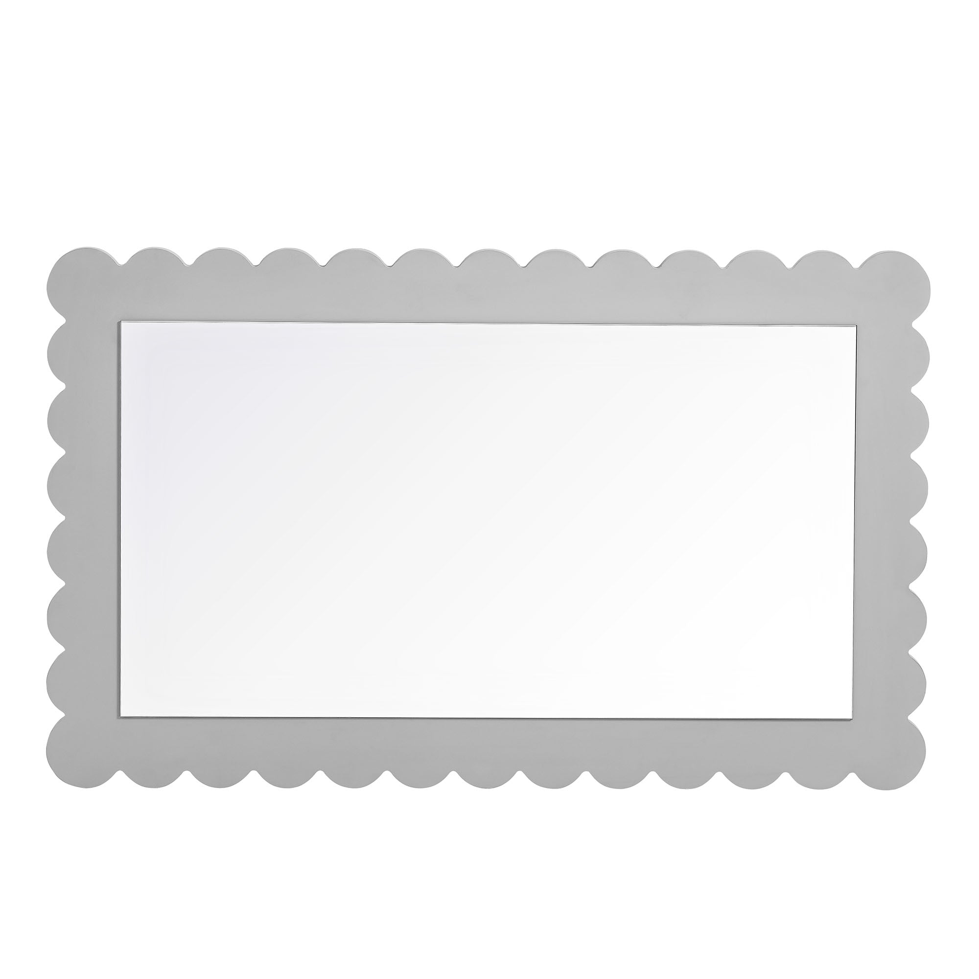 Emmeline Scalloped Rectangle Wall Mirror, Light Gray