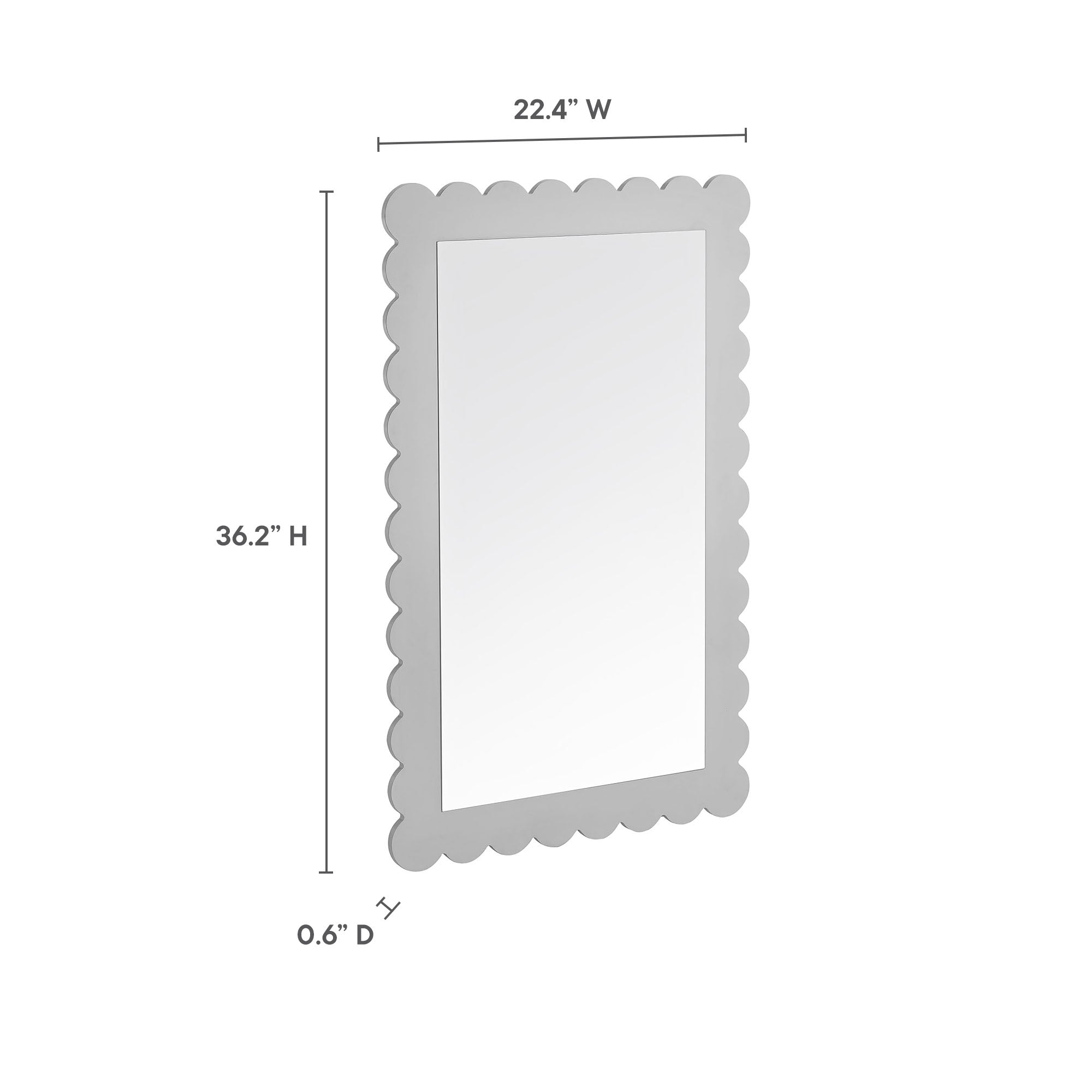 Emmeline Scalloped Rectangle Wall Mirror, Light Gray