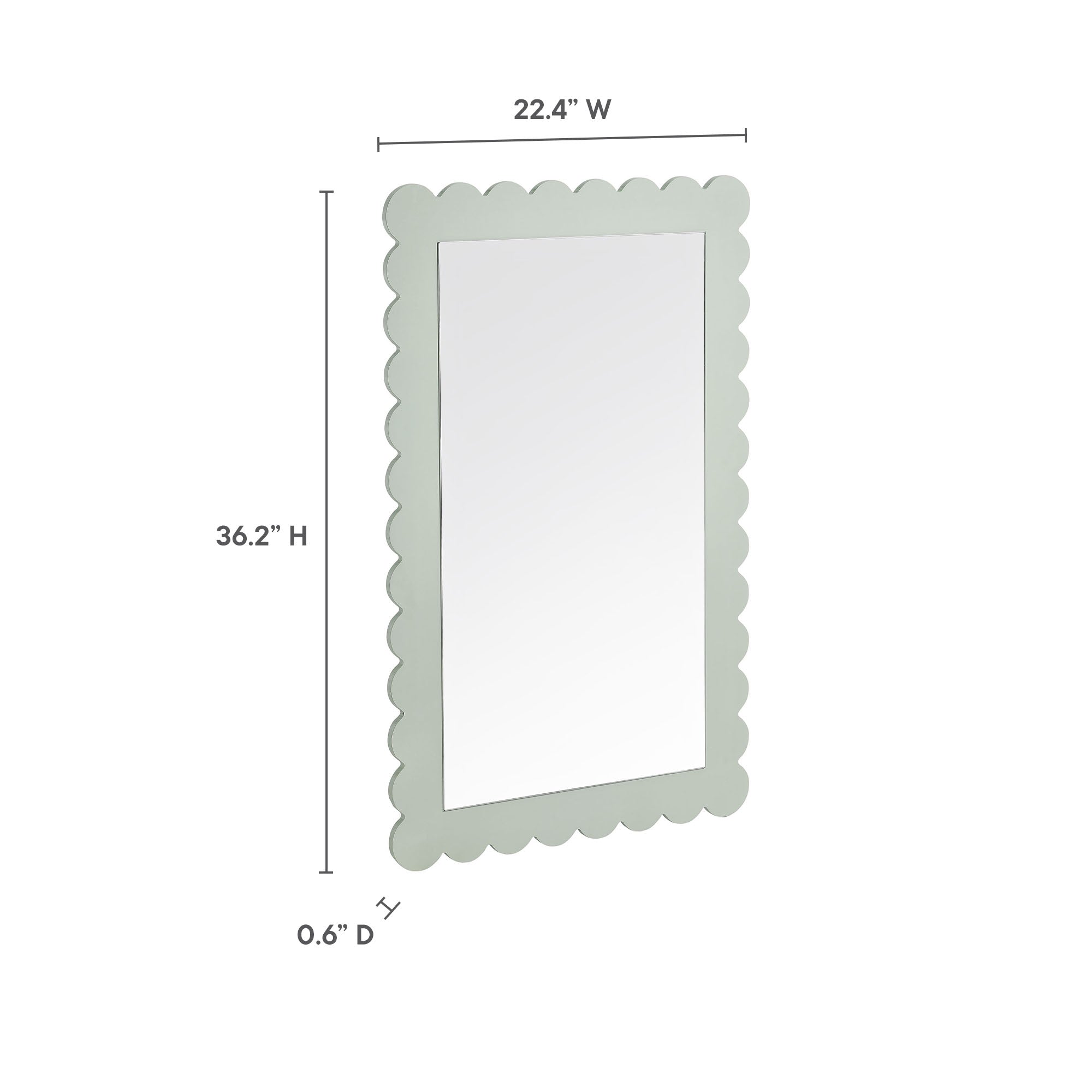 Emmeline Scalloped Rectangle Wall Mirror, Sage