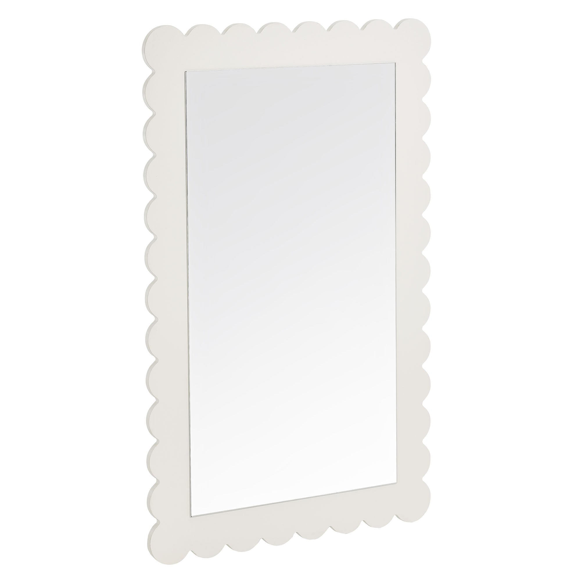 Emmeline Scalloped Rectangle Wall Mirror, White