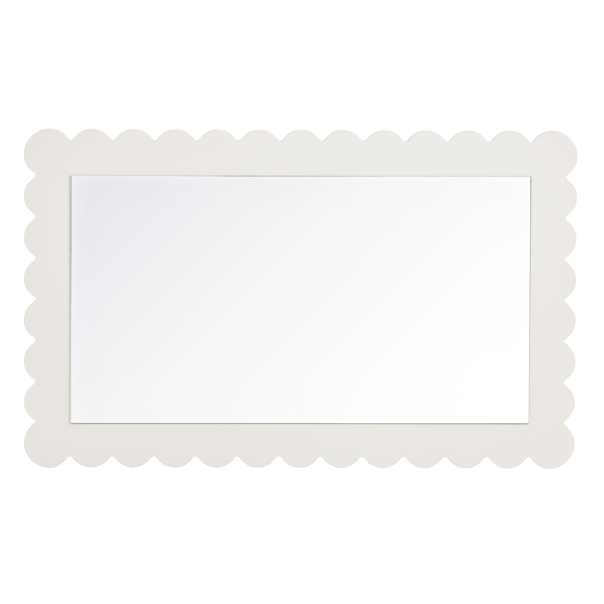 Emmeline Scalloped Rectangle Wall Mirror, White