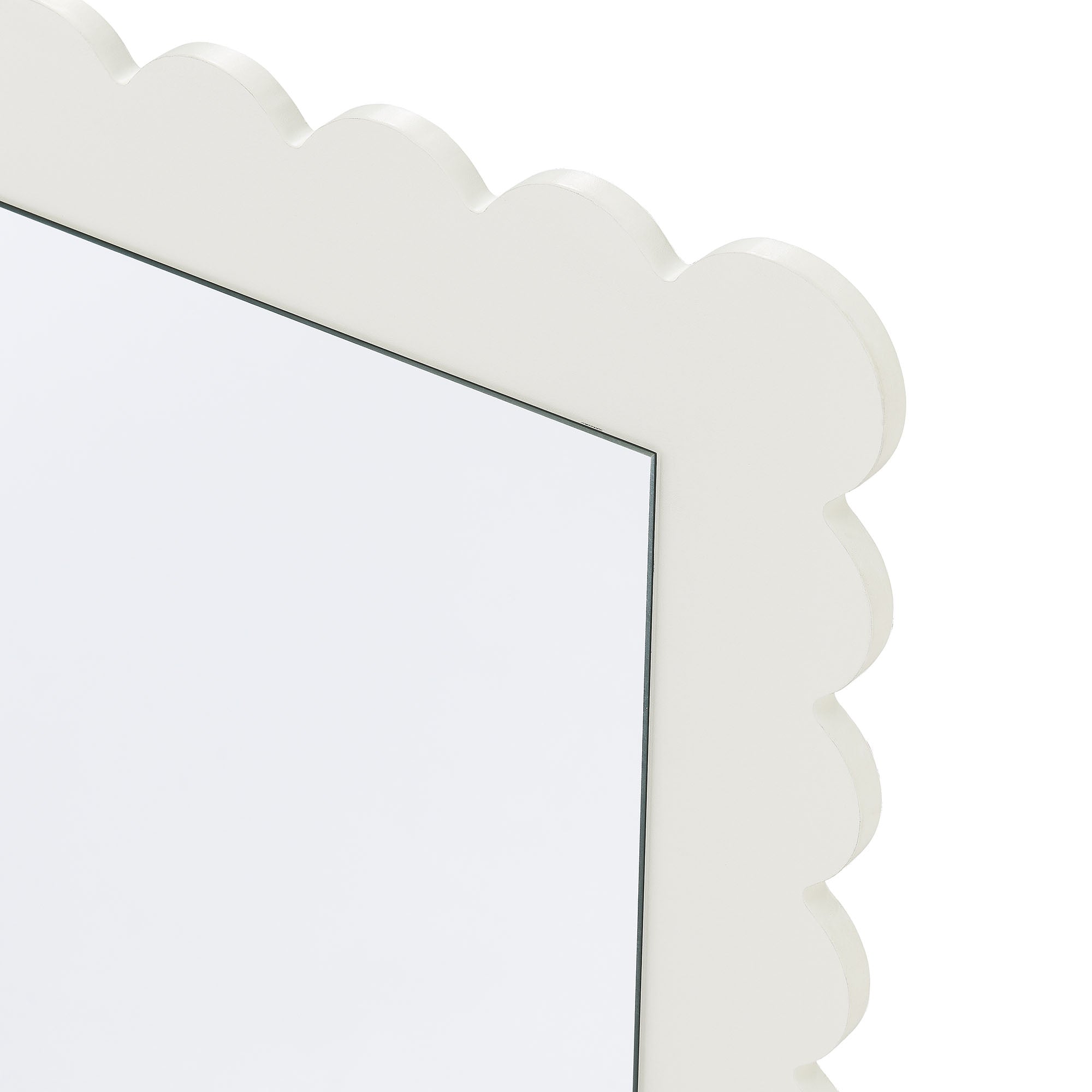 Emmeline Scalloped Rectangle Wall Mirror, White