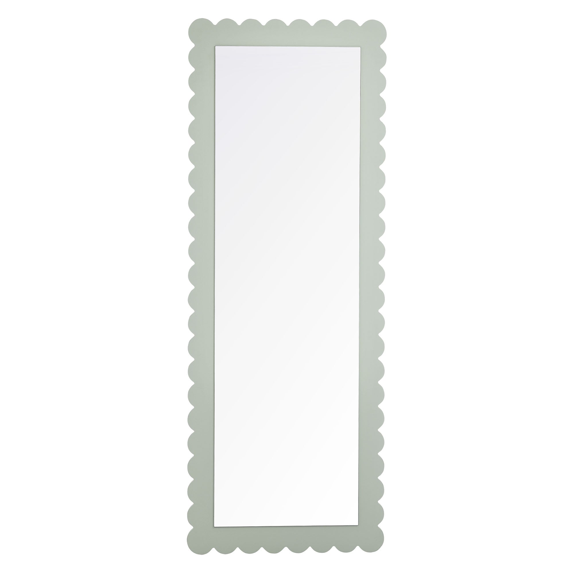 Emmeline Scalloped Rectangle Floor Mirror, Sage