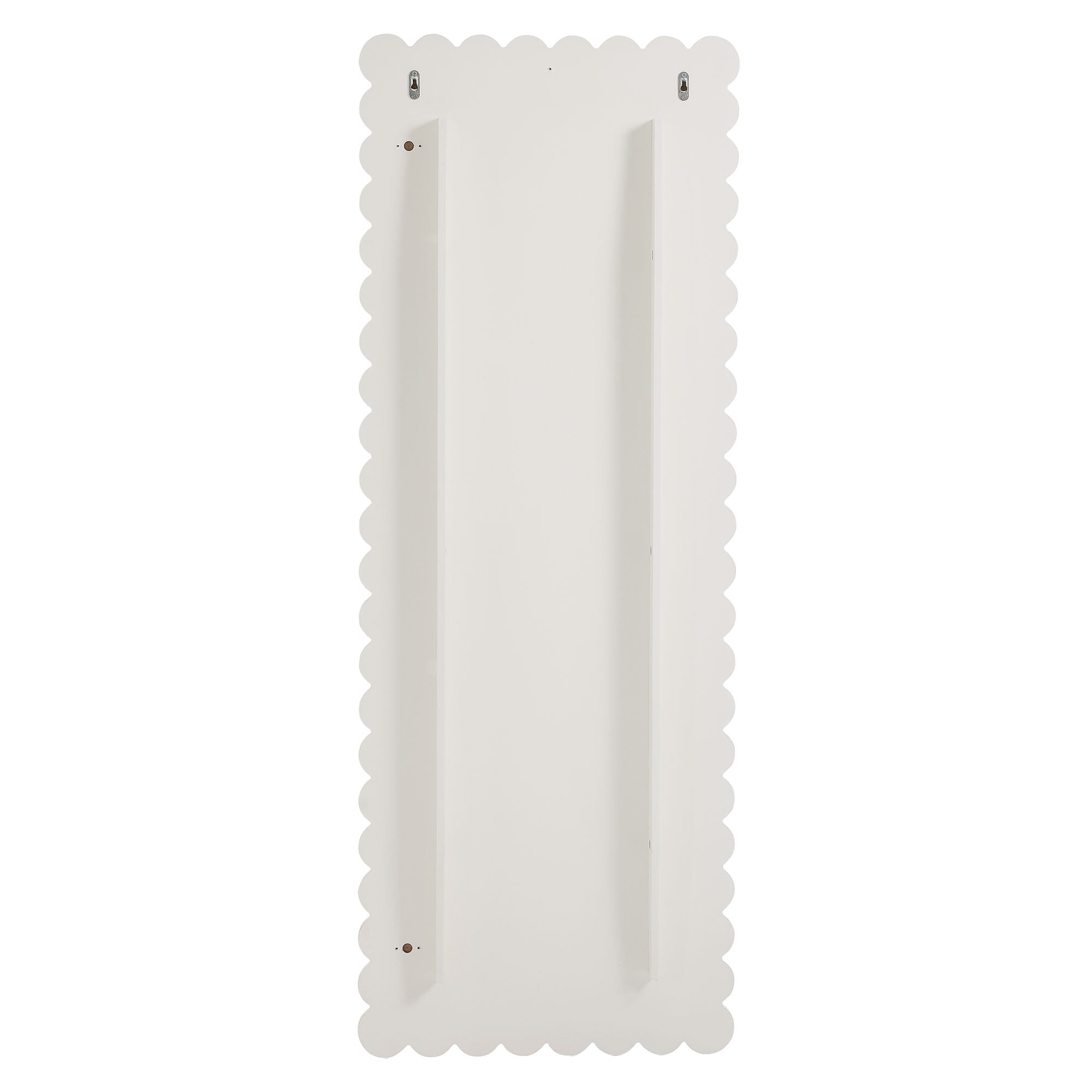 Emmeline Scalloped Rectangle Floor Mirror, White