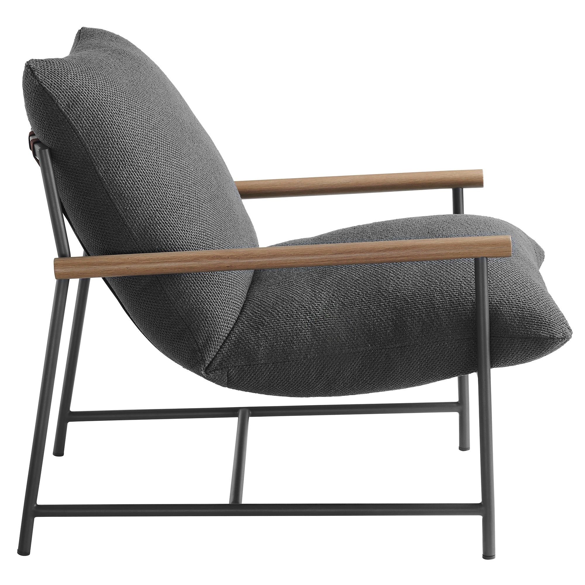 Raya Outdoor Patio Boucle Sling Lounge Chair, Charcoal