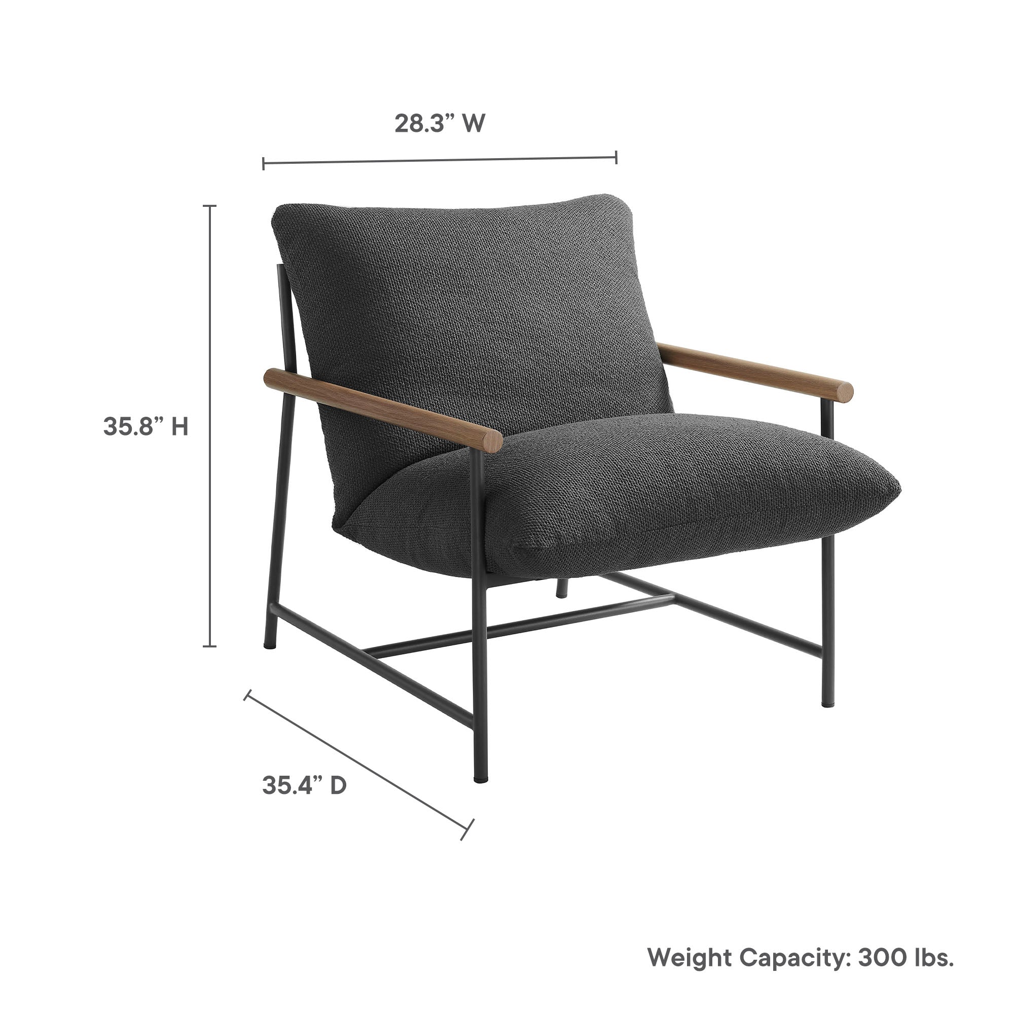 Raya Outdoor Patio Boucle Sling Lounge Chair, Charcoal