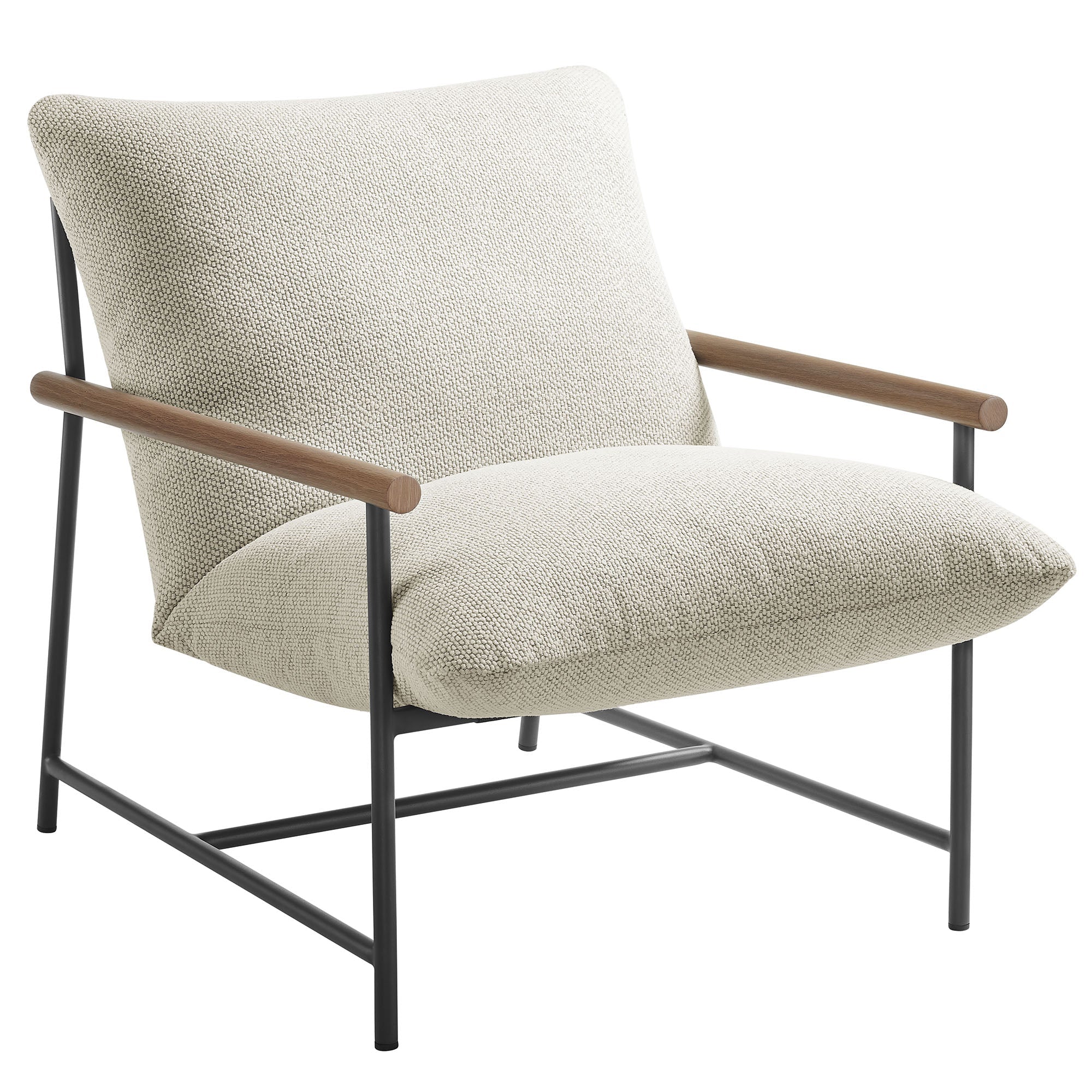 Raya Outdoor Patio Boucle Sling Lounge Chair, Ivory