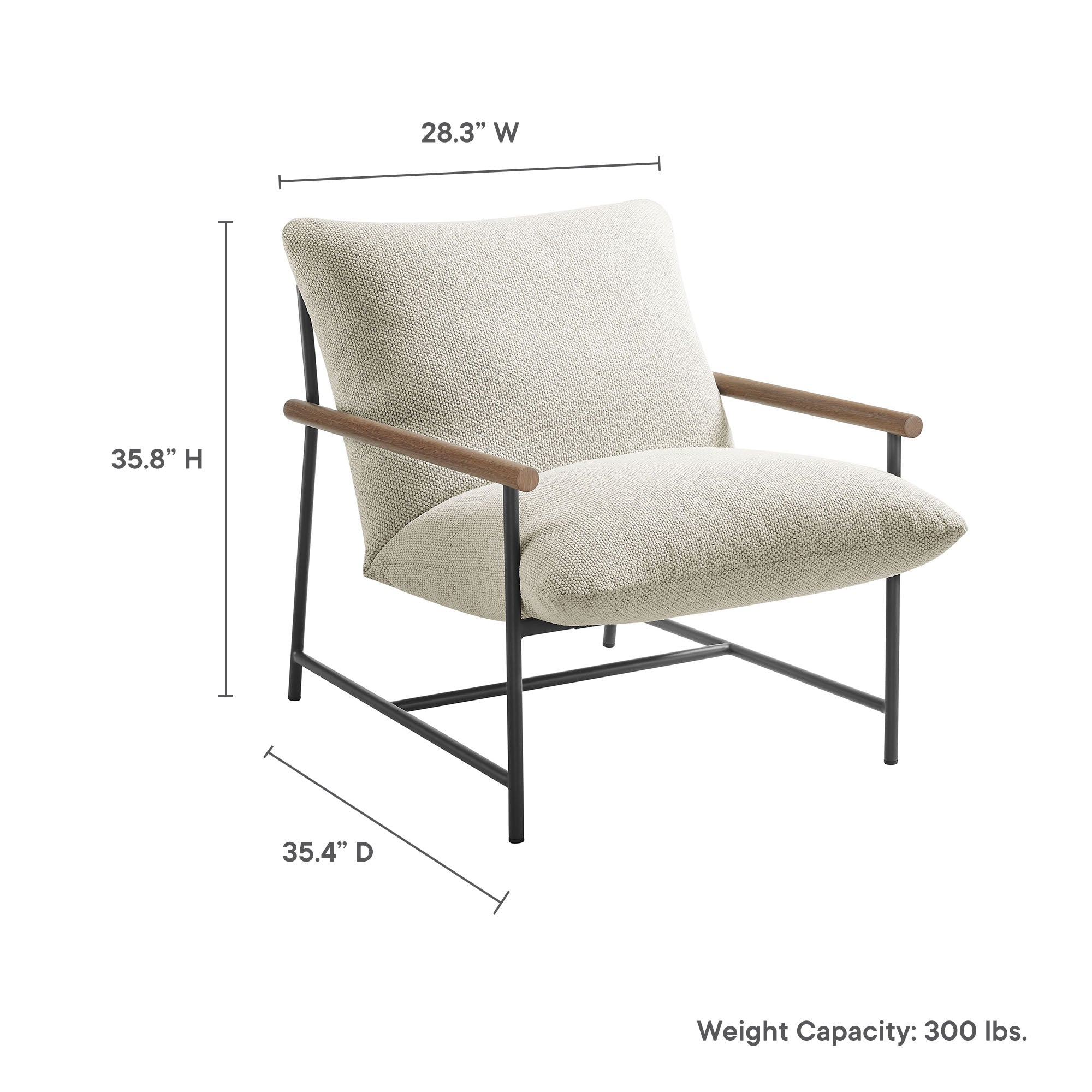Raya Outdoor Patio Boucle Sling Lounge Chair, Ivory