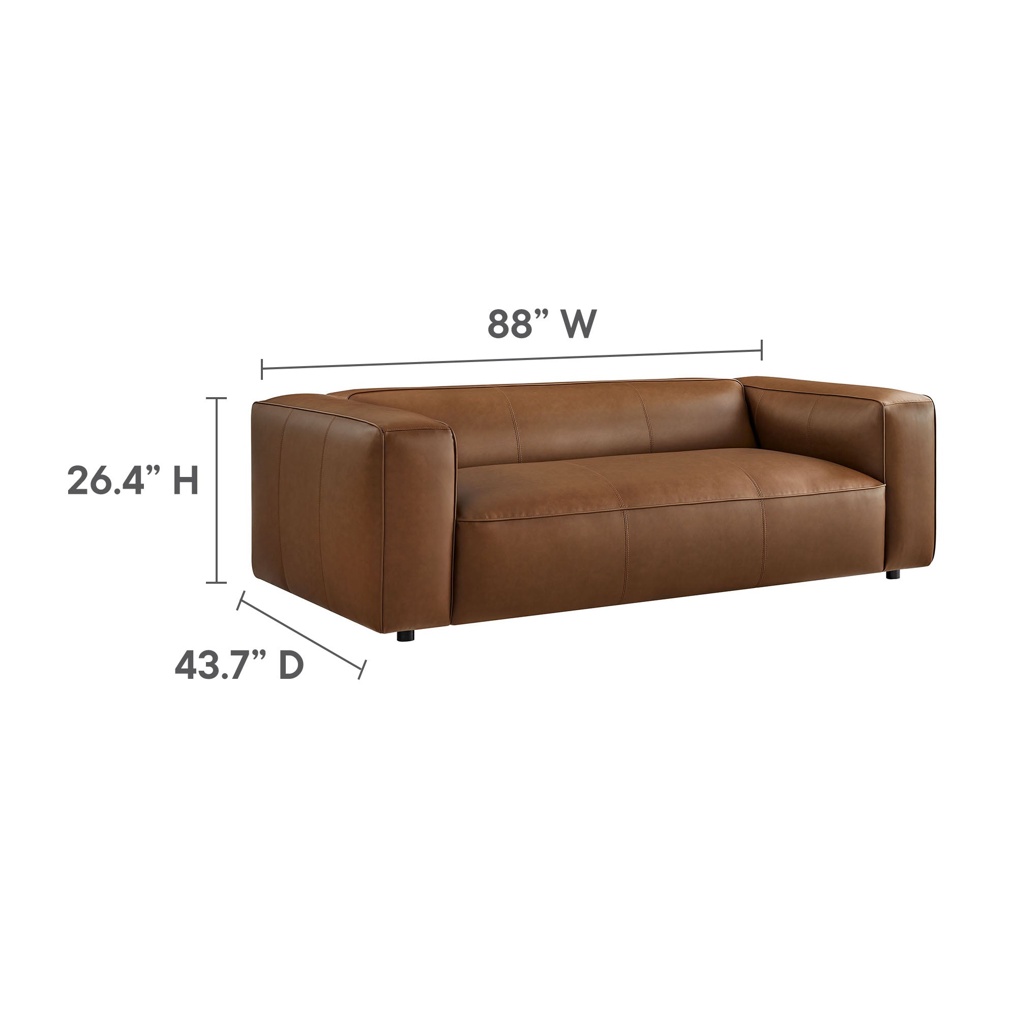 Auren Upholstered Vegan Leather Sofa, Coffee