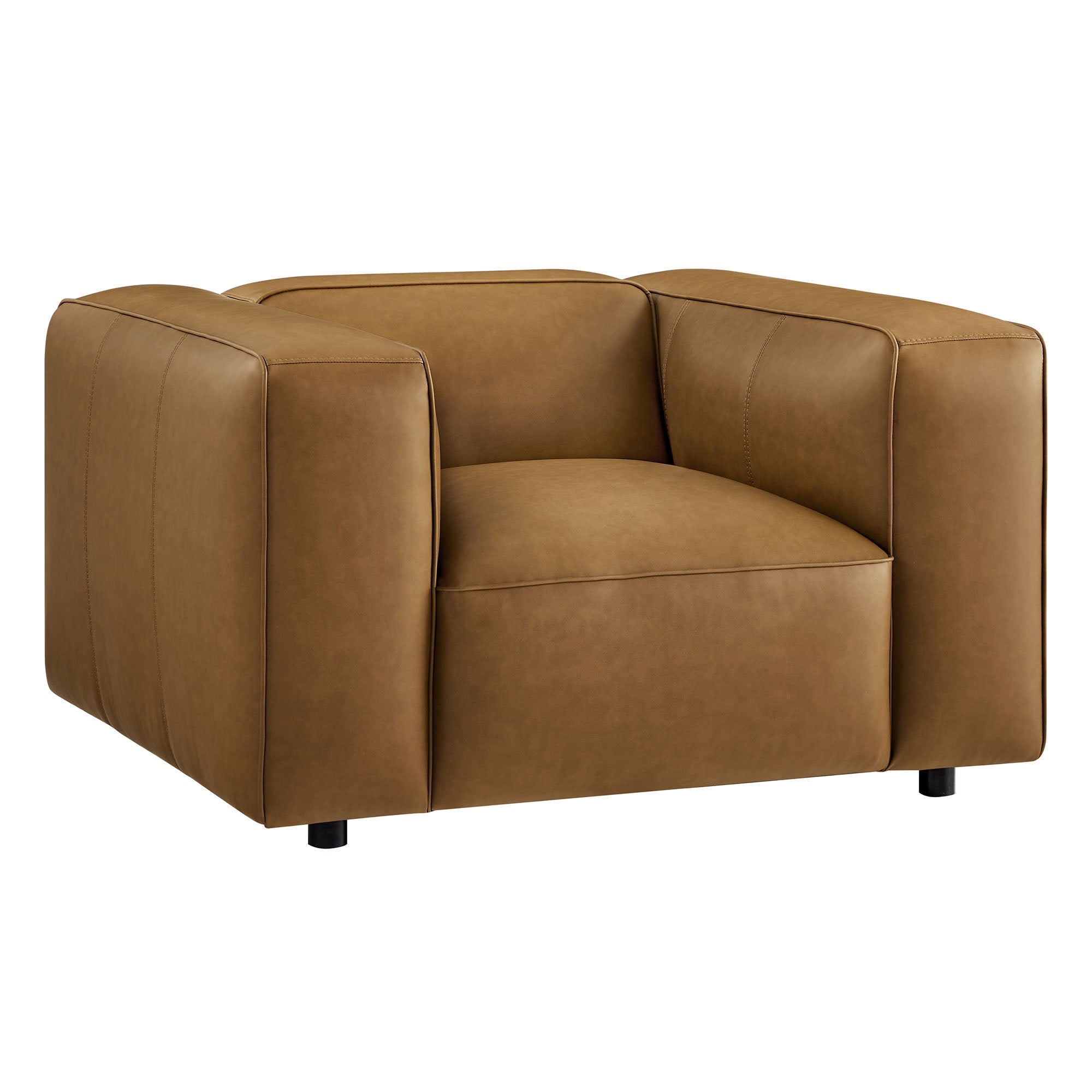 Auren Upholstered Vegan Leather Modular Armchair, Camel
