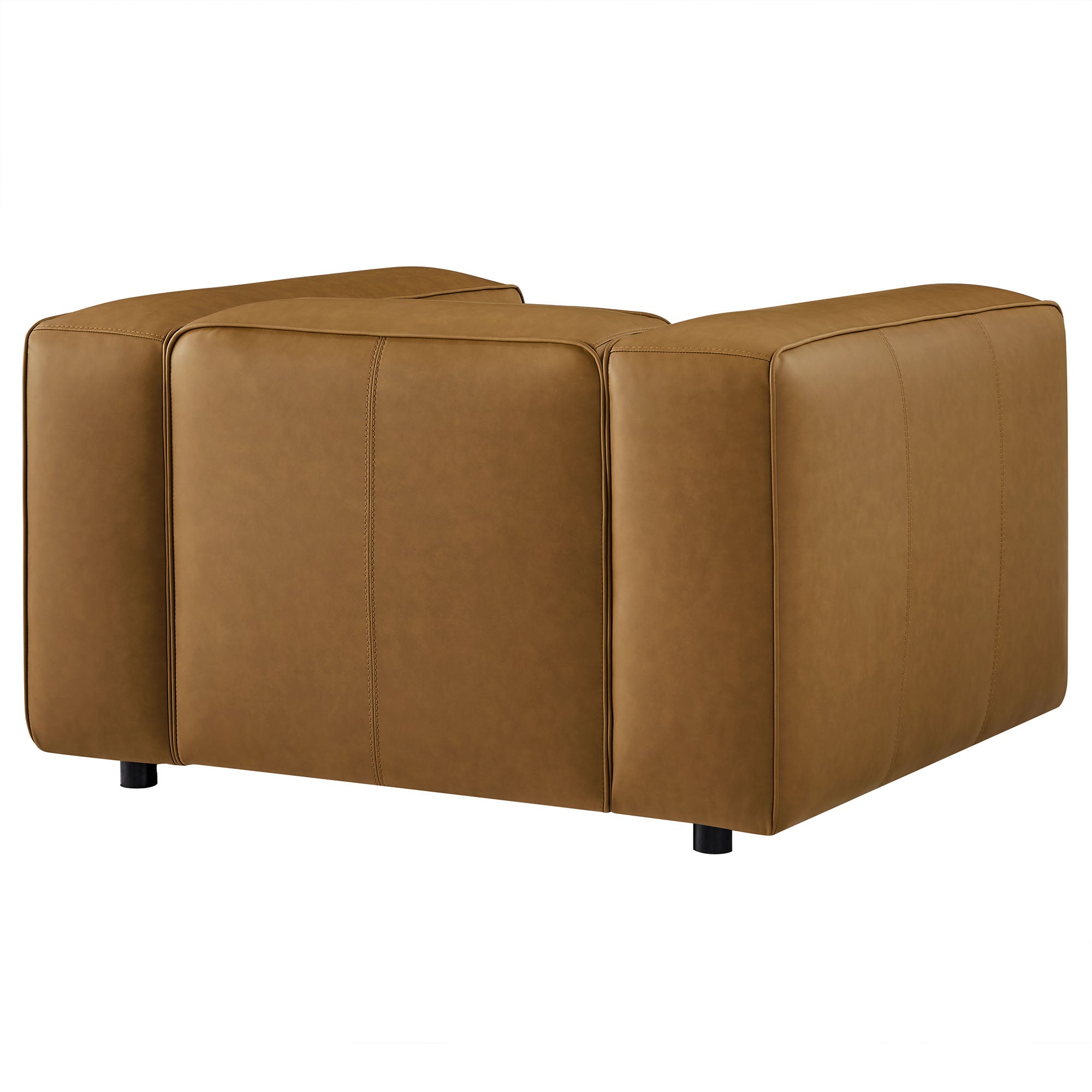 Auren Upholstered Vegan Leather Modular Armchair, Camel