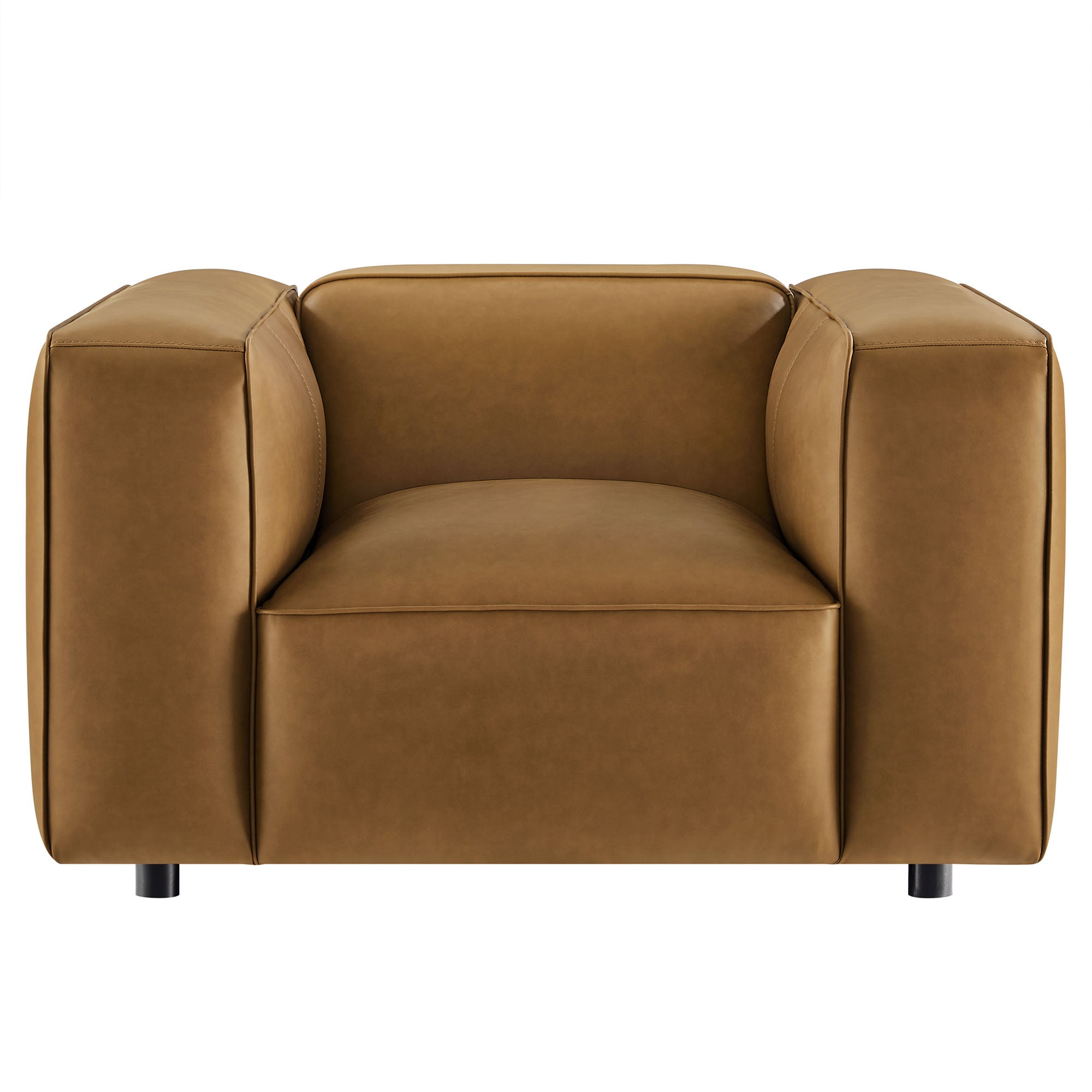 Auren Upholstered Vegan Leather Modular Armchair, Camel