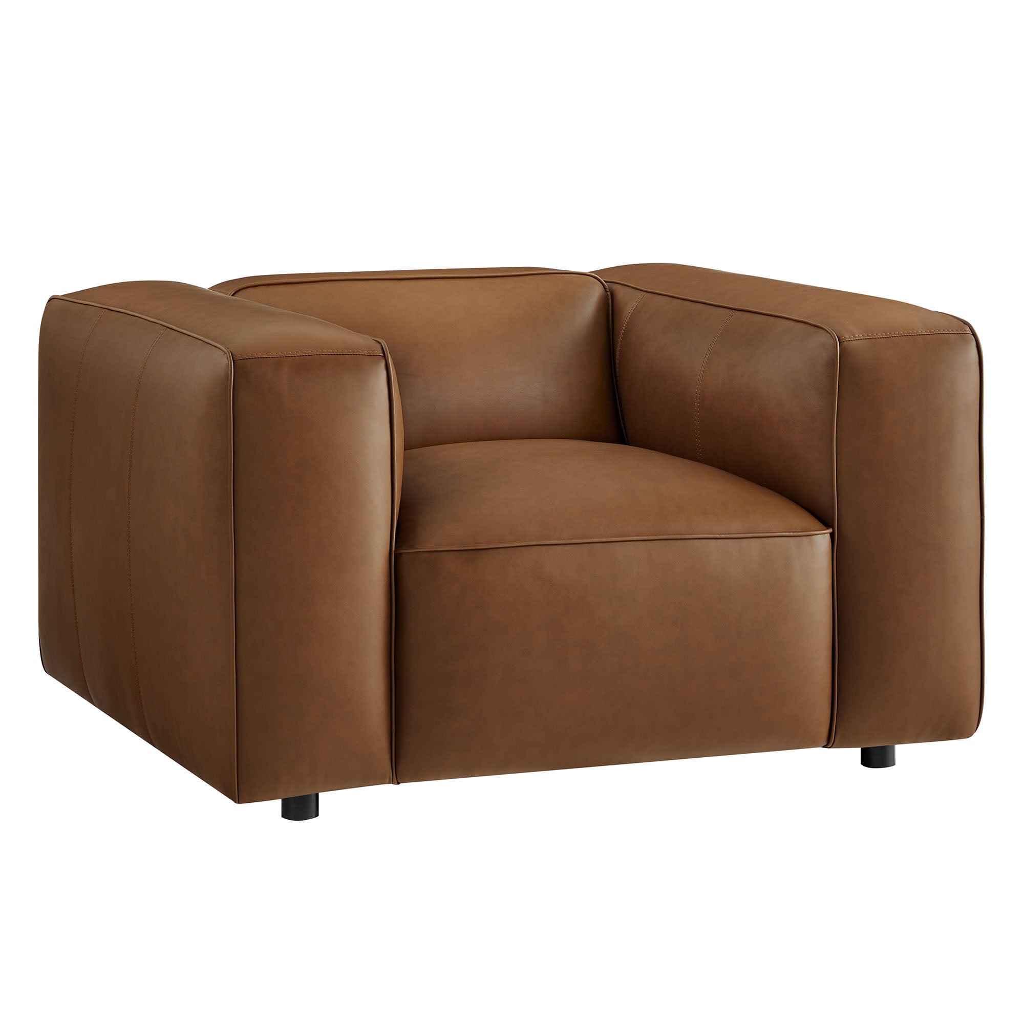 Auren Upholstered Vegan Leather Modular Armchair, Coffee