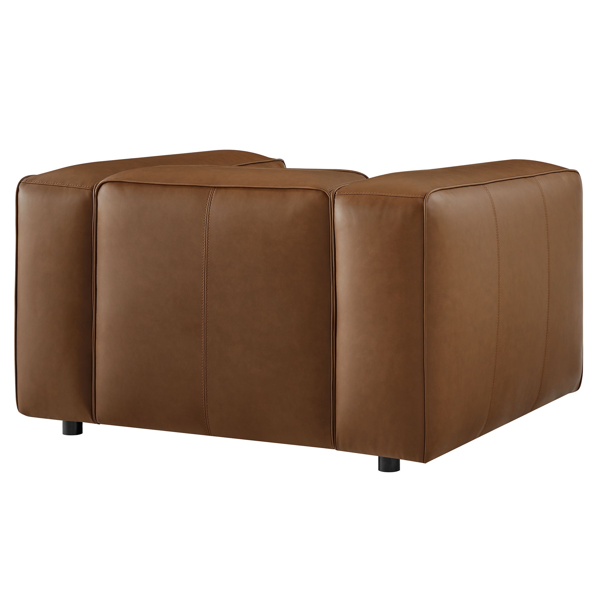 Auren Upholstered Vegan Leather Modular Armchair, Coffee
