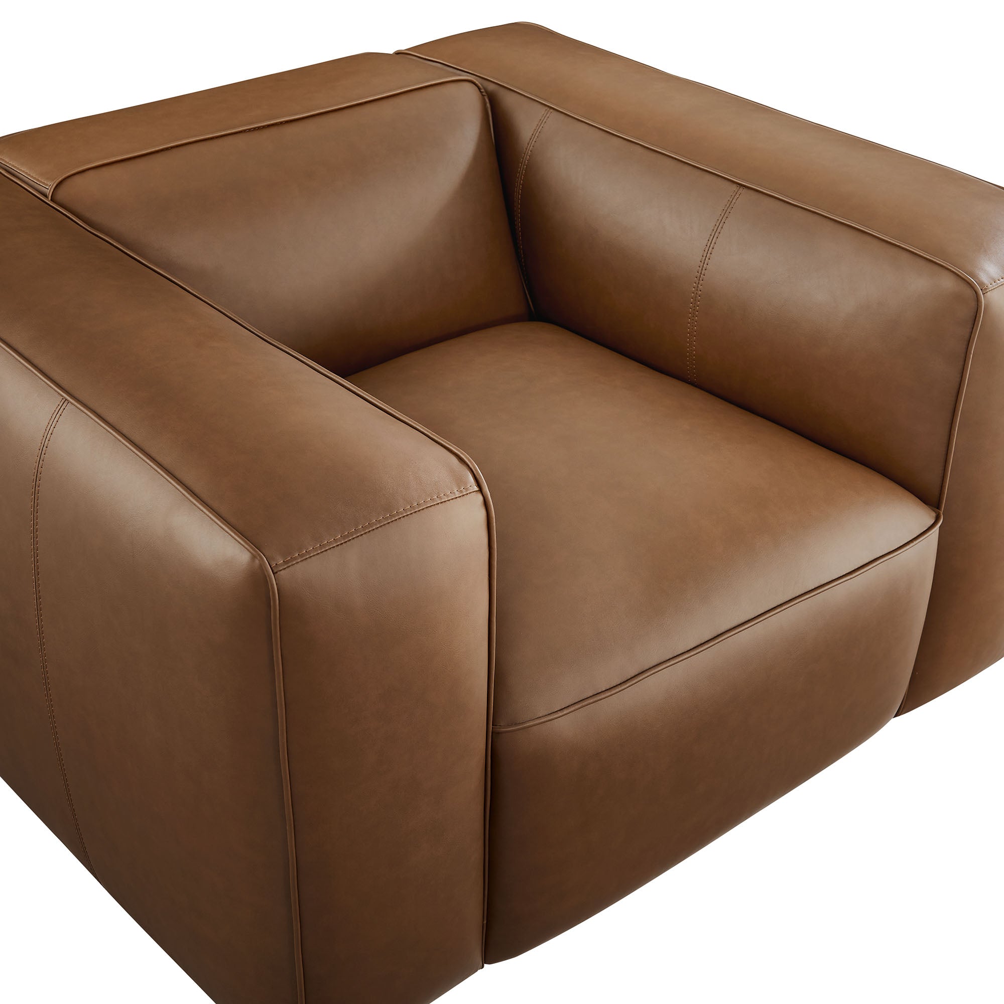 Auren Upholstered Vegan Leather Modular Armchair, Coffee