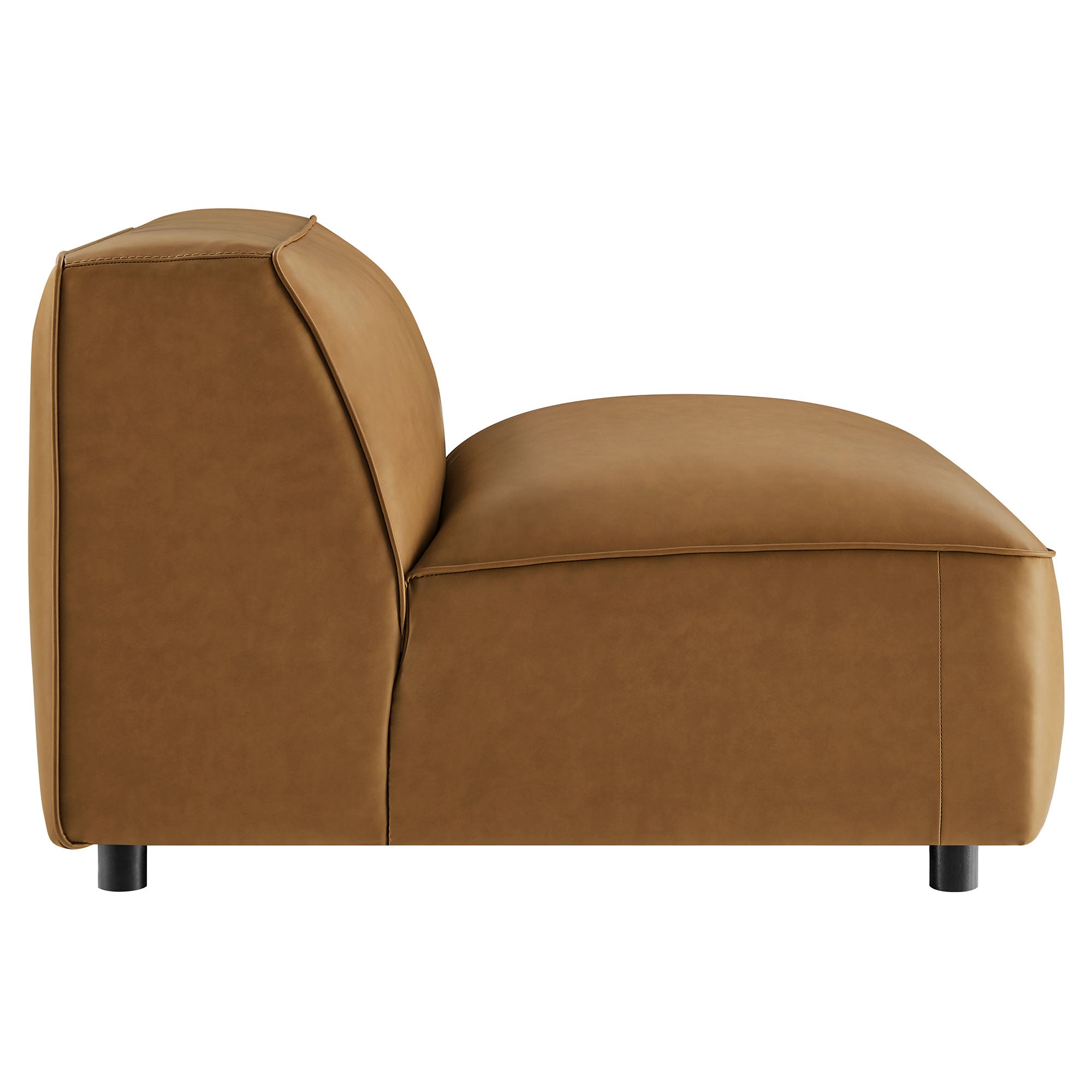 Auren Upholstered Vegan Leather Modular Armless Chair, Camel