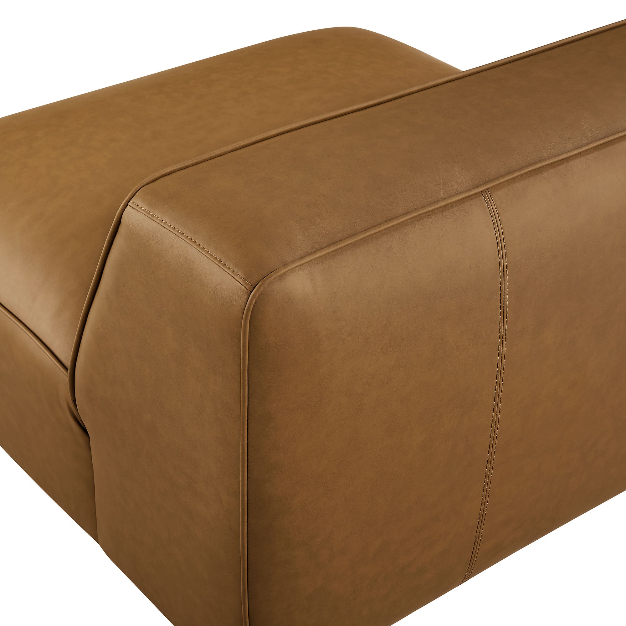 Auren Upholstered Vegan Leather Modular Armless Chair, Camel