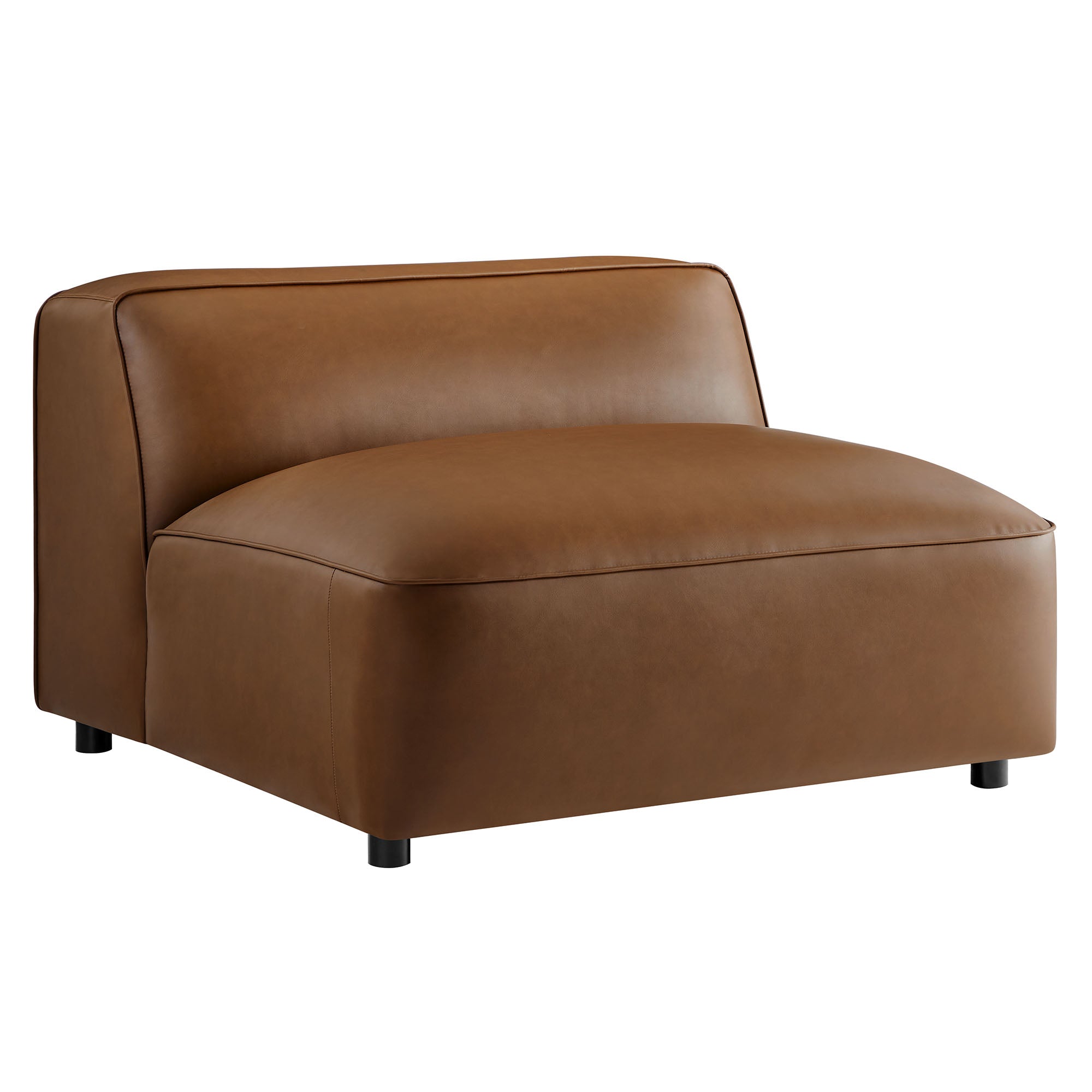 Auren Upholstered Vegan Leather Modular Armless Chair, Coffee