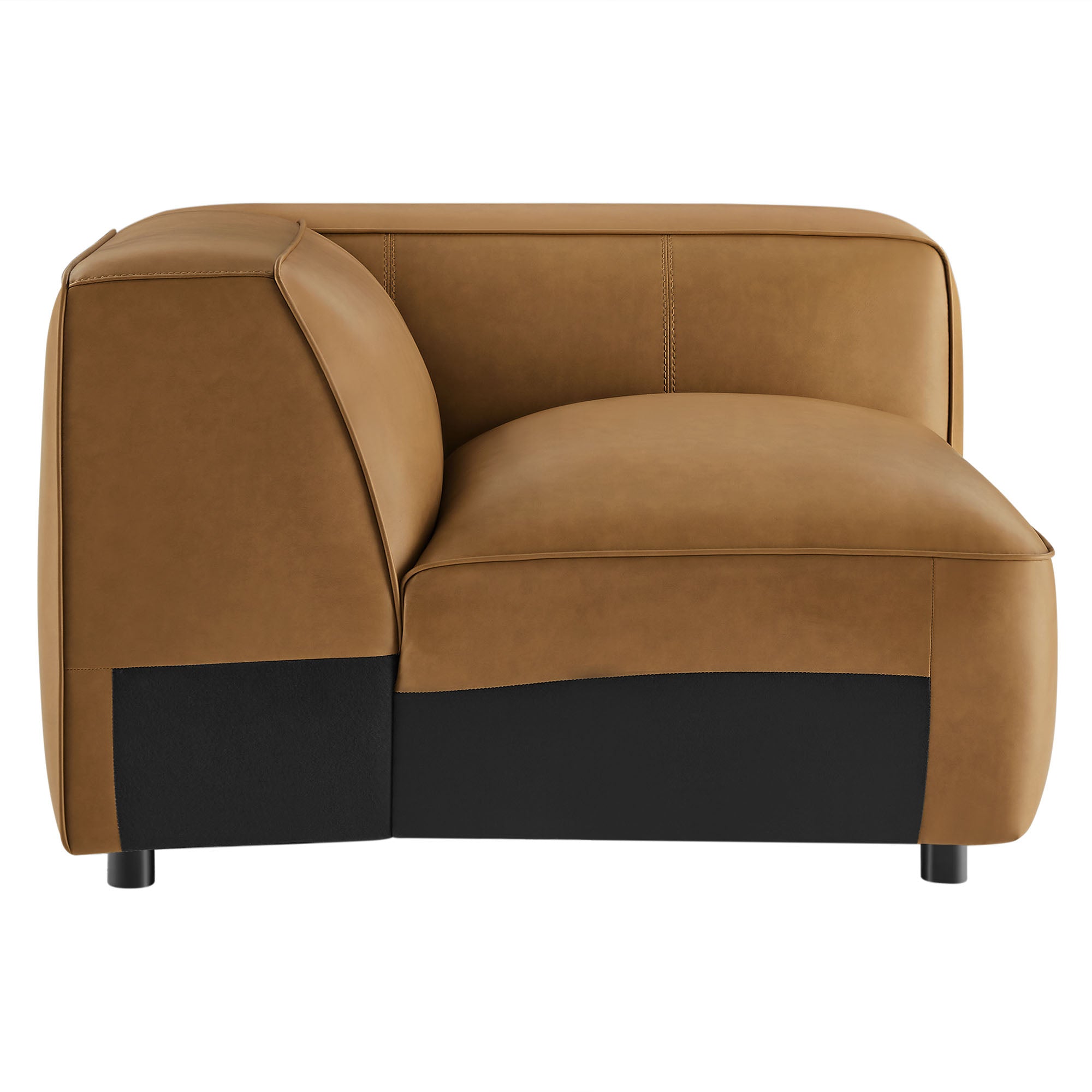 Auren Upholstered Vegan Leather Modular Right Armchair, Camel