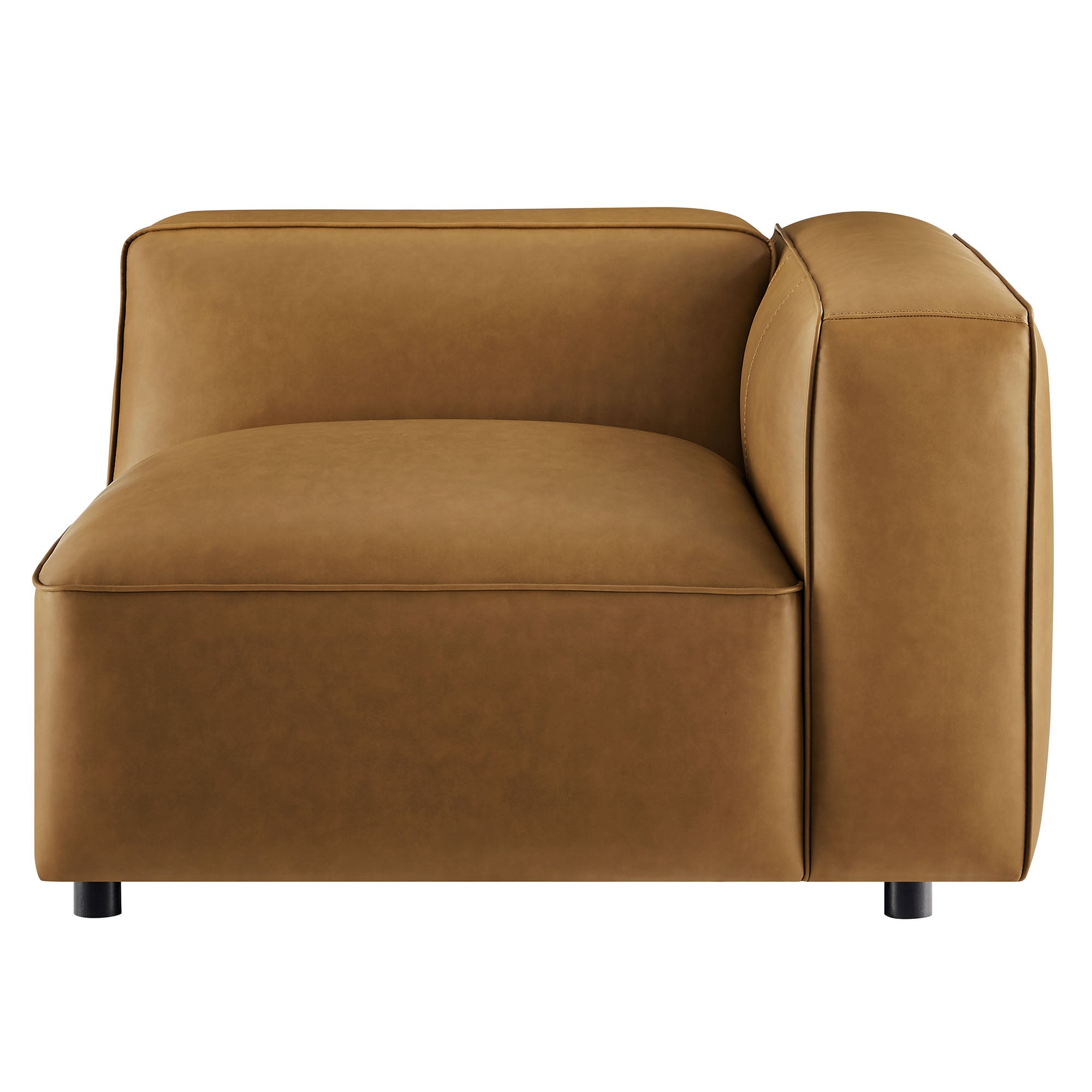 Auren Upholstered Vegan Leather Modular Right Armchair, Camel
