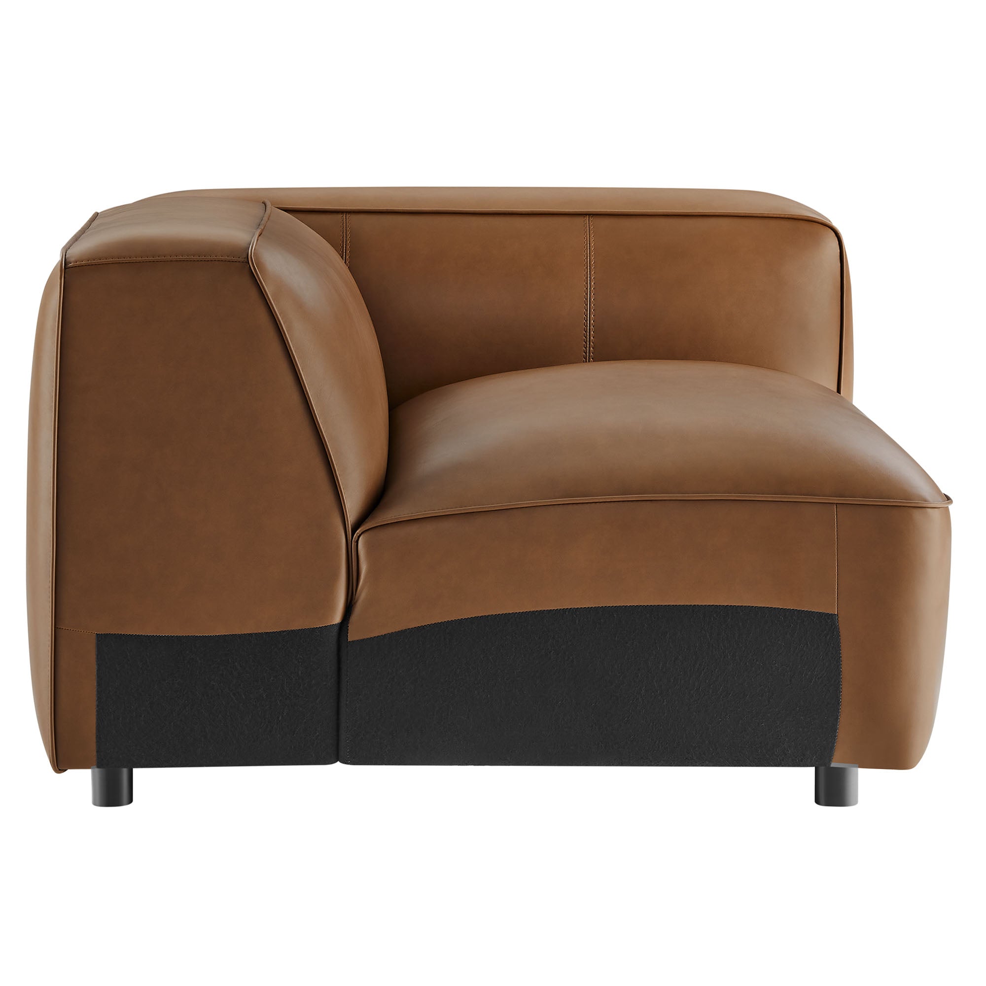 Auren Upholstered Vegan Leather Modular Right Armchair, Coffee