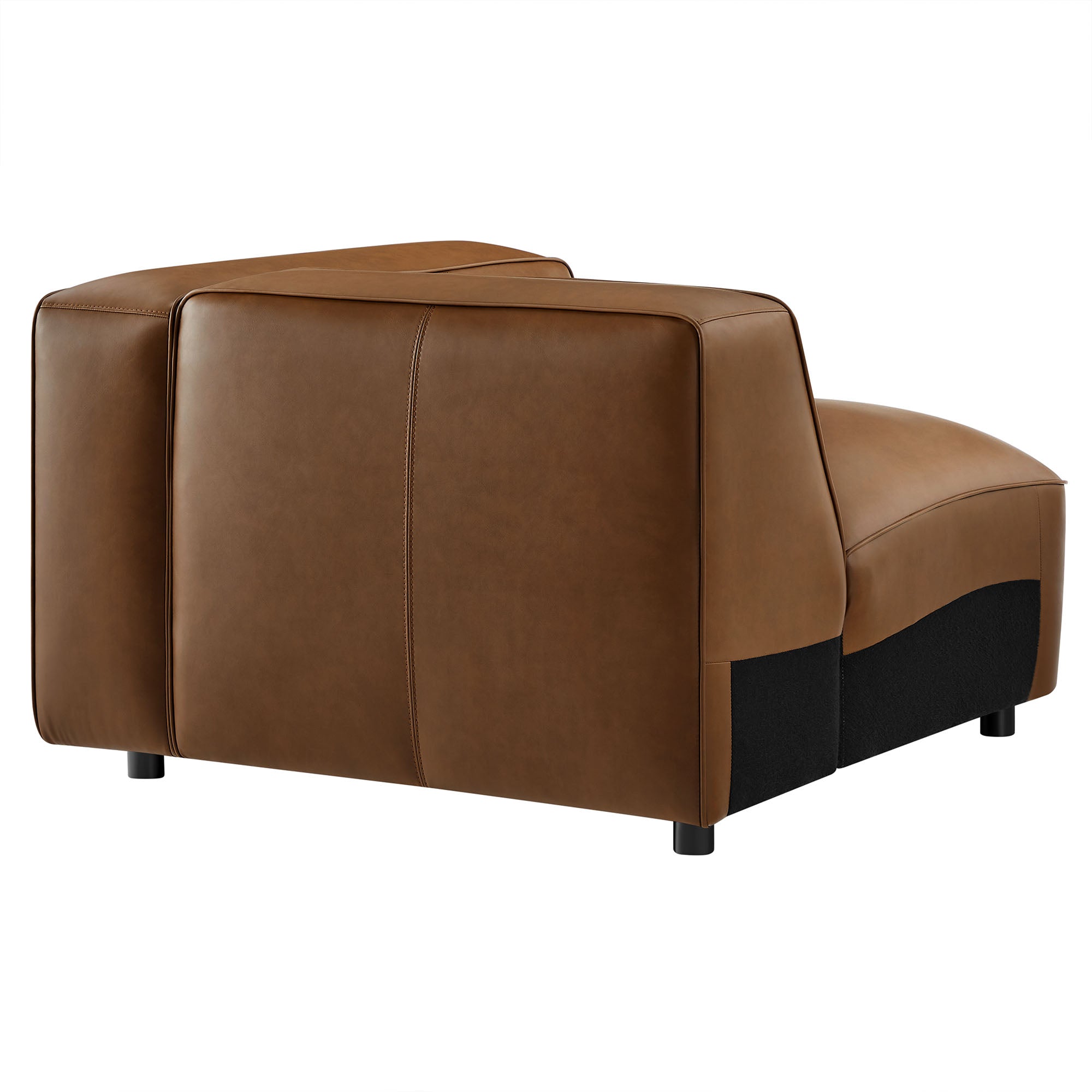 Auren Upholstered Vegan Leather Modular Right Armchair, Coffee