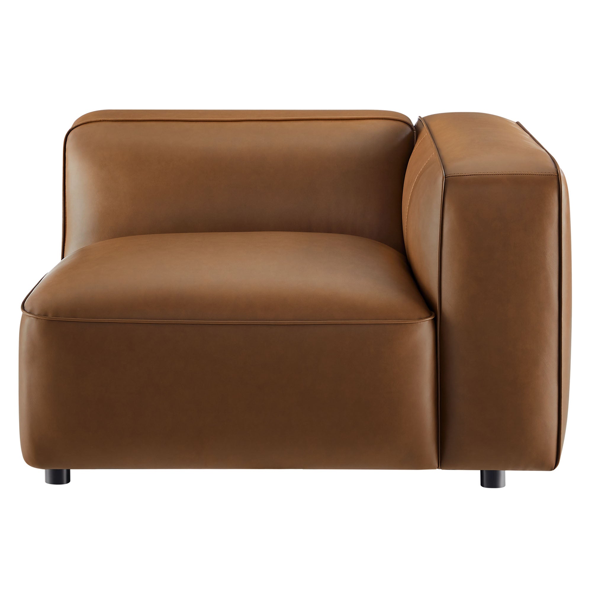 Auren Upholstered Vegan Leather Modular Right Armchair, Coffee