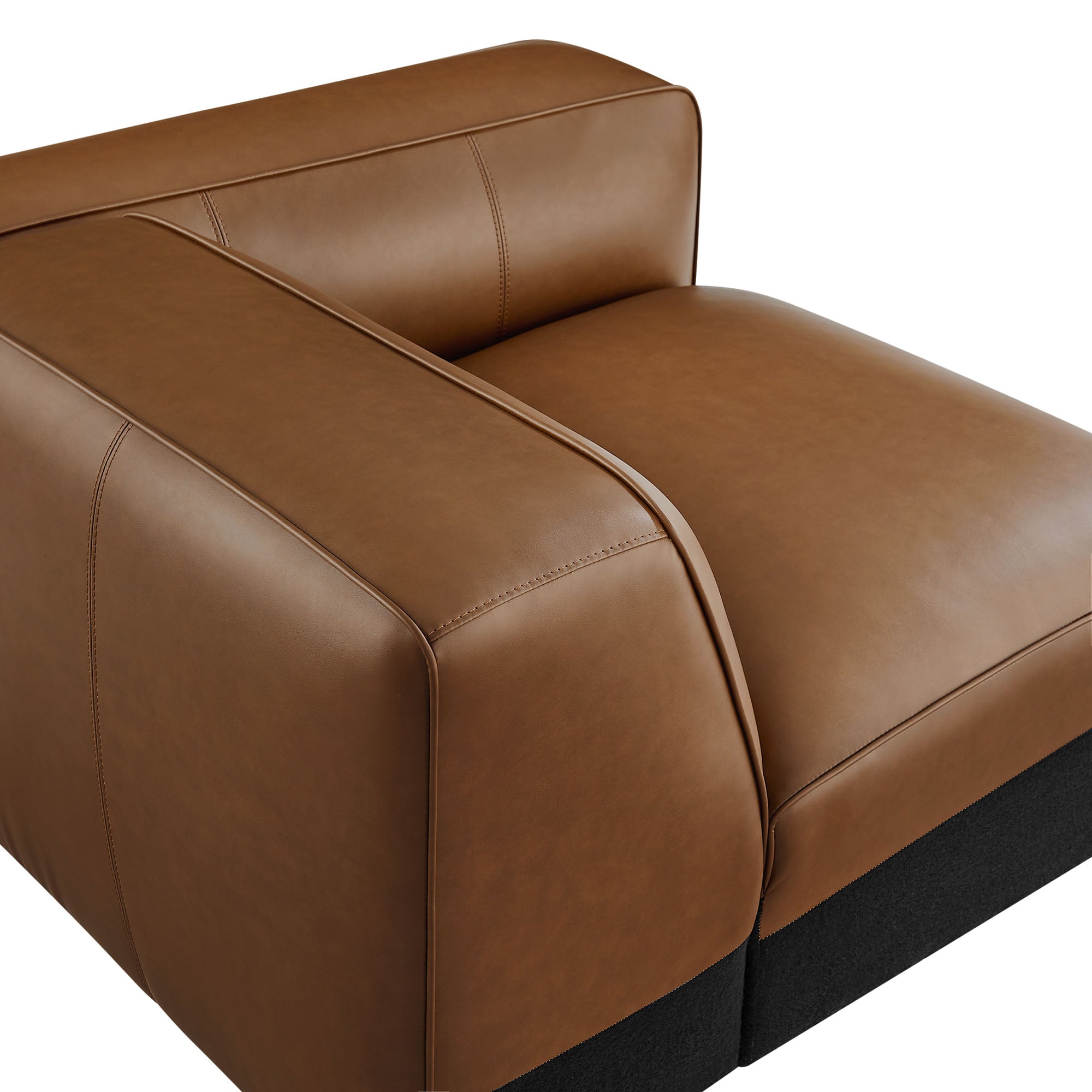 Auren Upholstered Vegan Leather Modular Right Armchair, Coffee