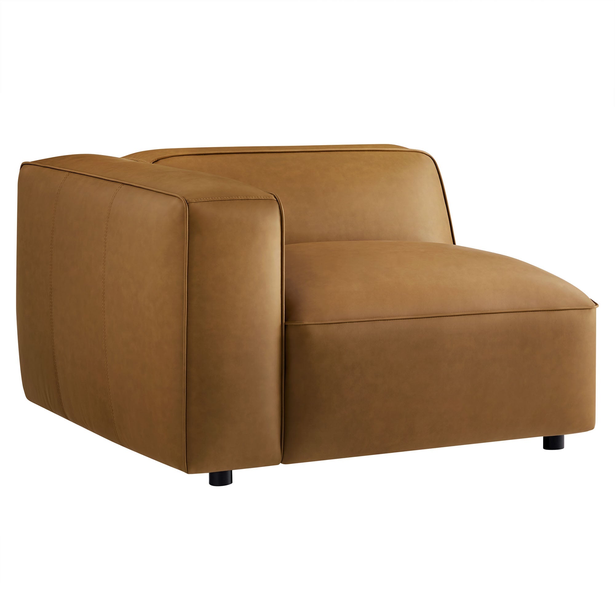 Auren Upholstered Vegan Leather Modular Left Armchair, Camel