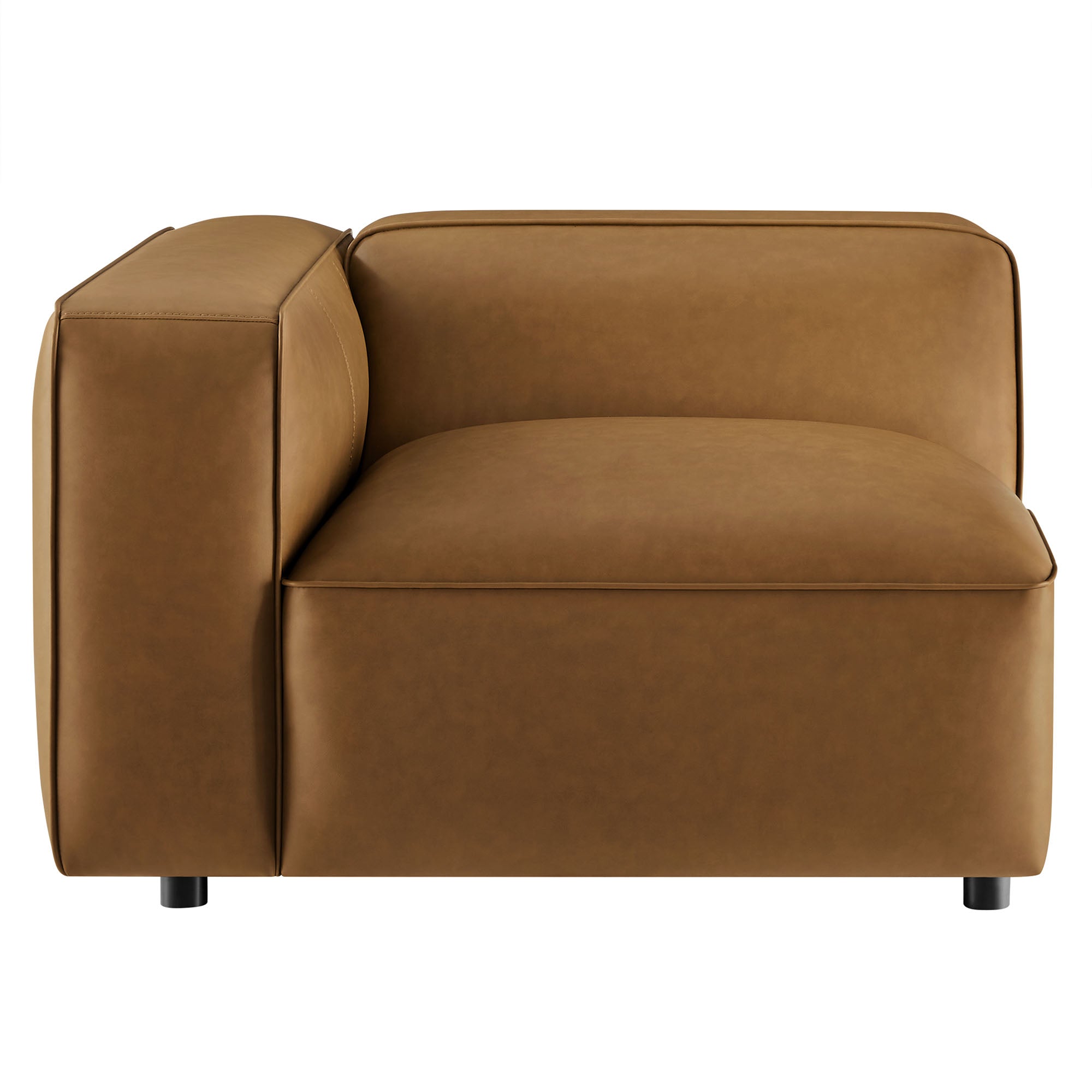 Auren Upholstered Vegan Leather Modular Left Armchair, Camel