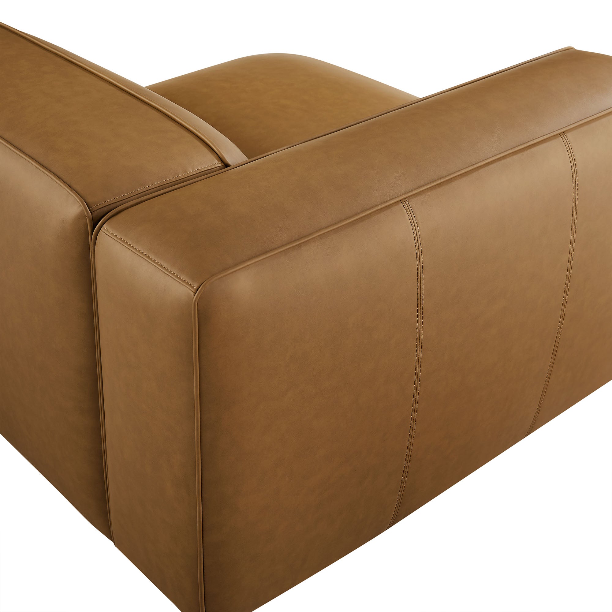 Auren Upholstered Vegan Leather Modular Left Armchair, Camel