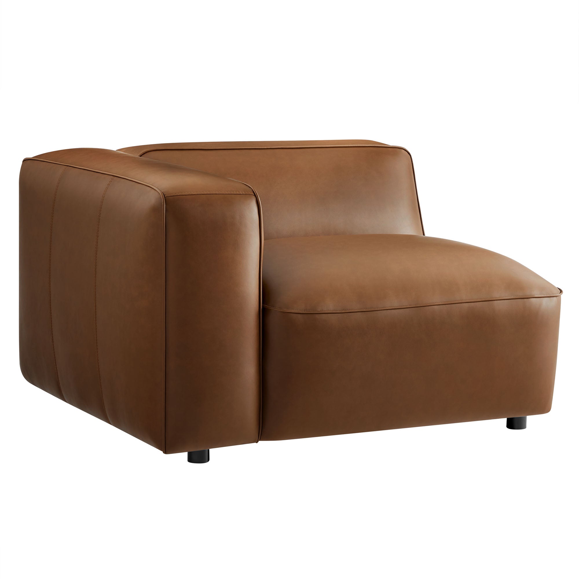 Auren Upholstered Vegan Leather Modular Left Armchair, Coffee