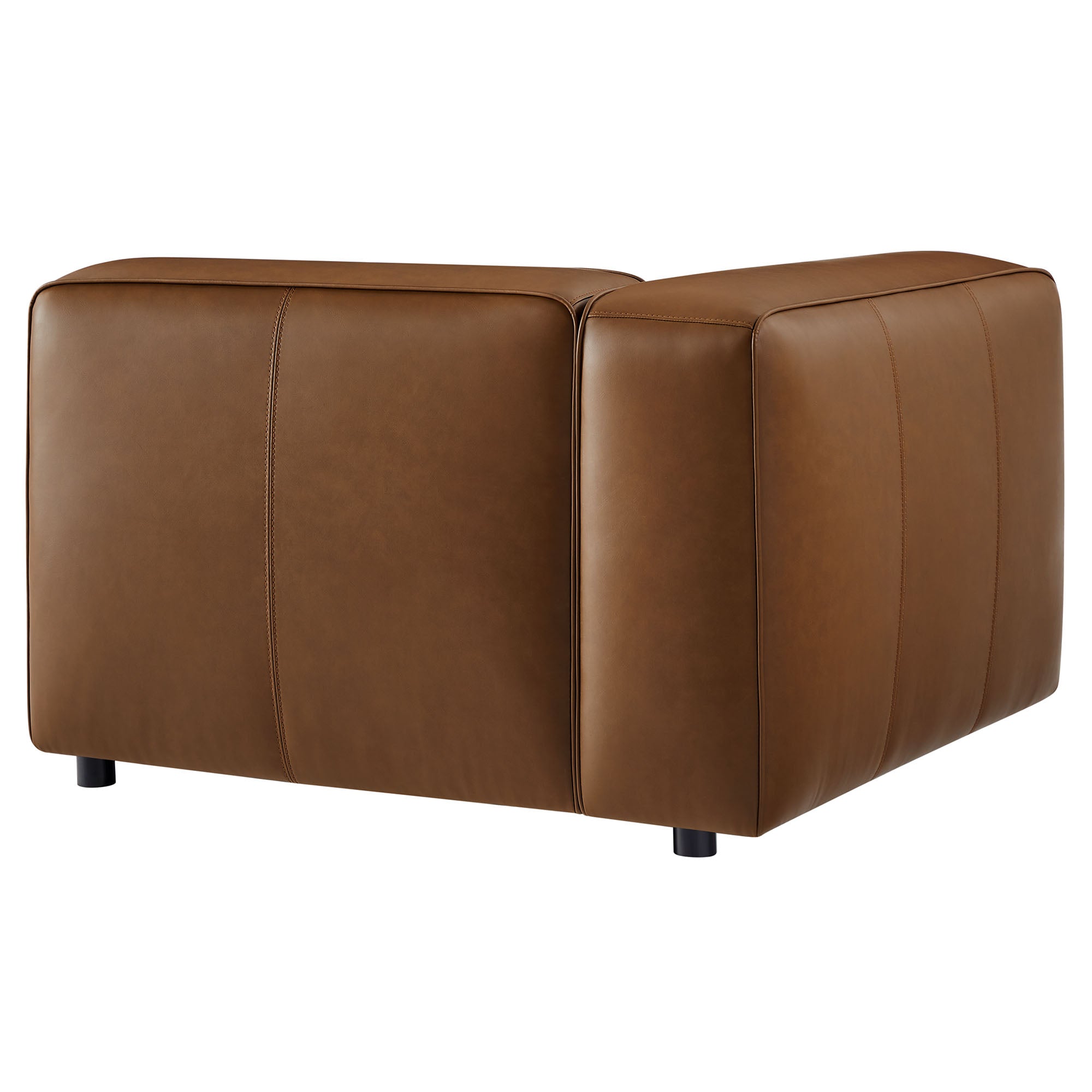 Auren Upholstered Vegan Leather Modular Left Armchair, Coffee