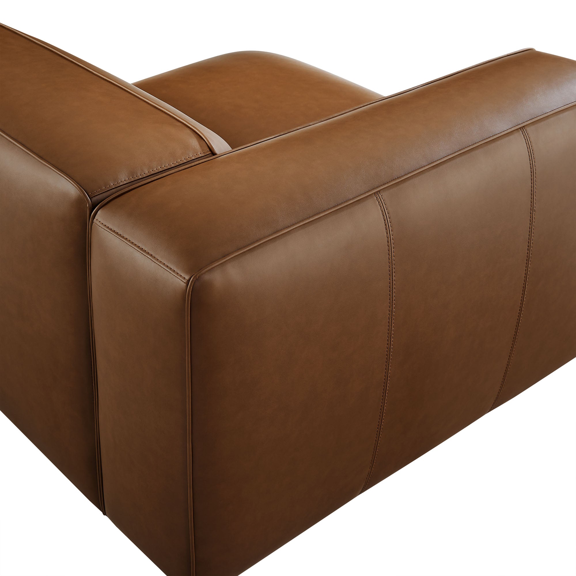 Auren Upholstered Vegan Leather Modular Left Armchair, Coffee