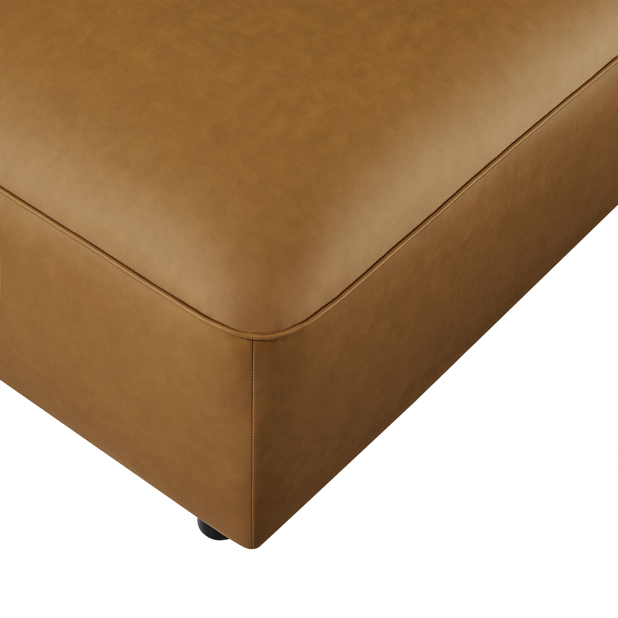 Auren Upholstered Vegan Leather Ottoman, Camel