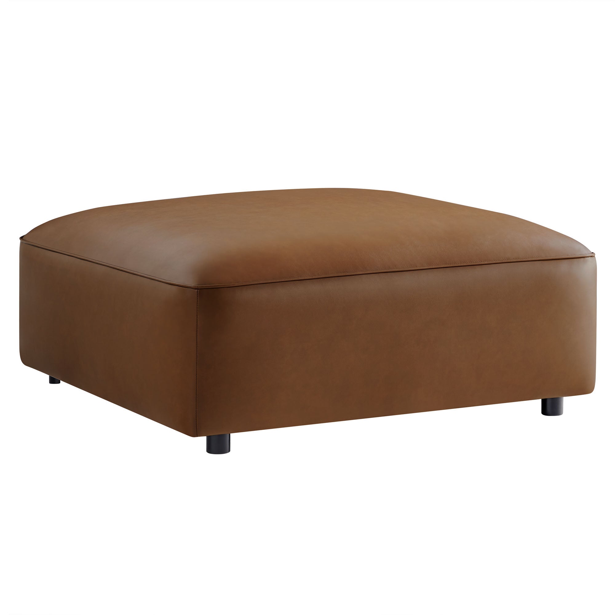 Auren Upholstered Vegan Leather Ottoman, Coffee