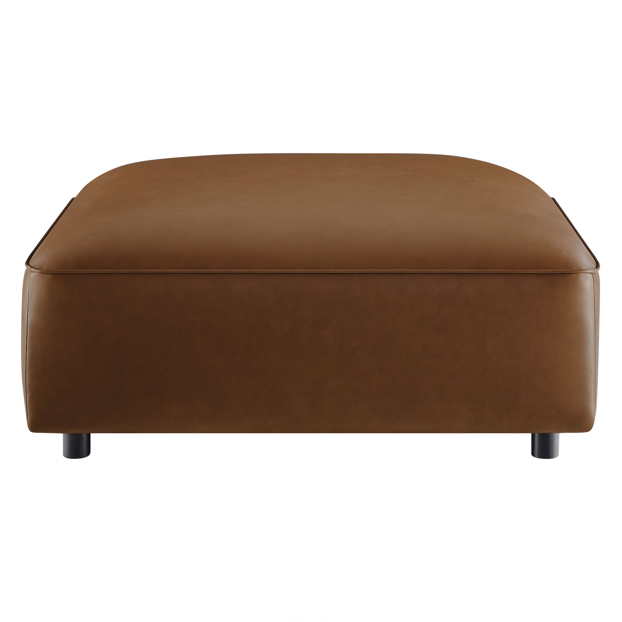 Auren Upholstered Vegan Leather Ottoman, Coffee