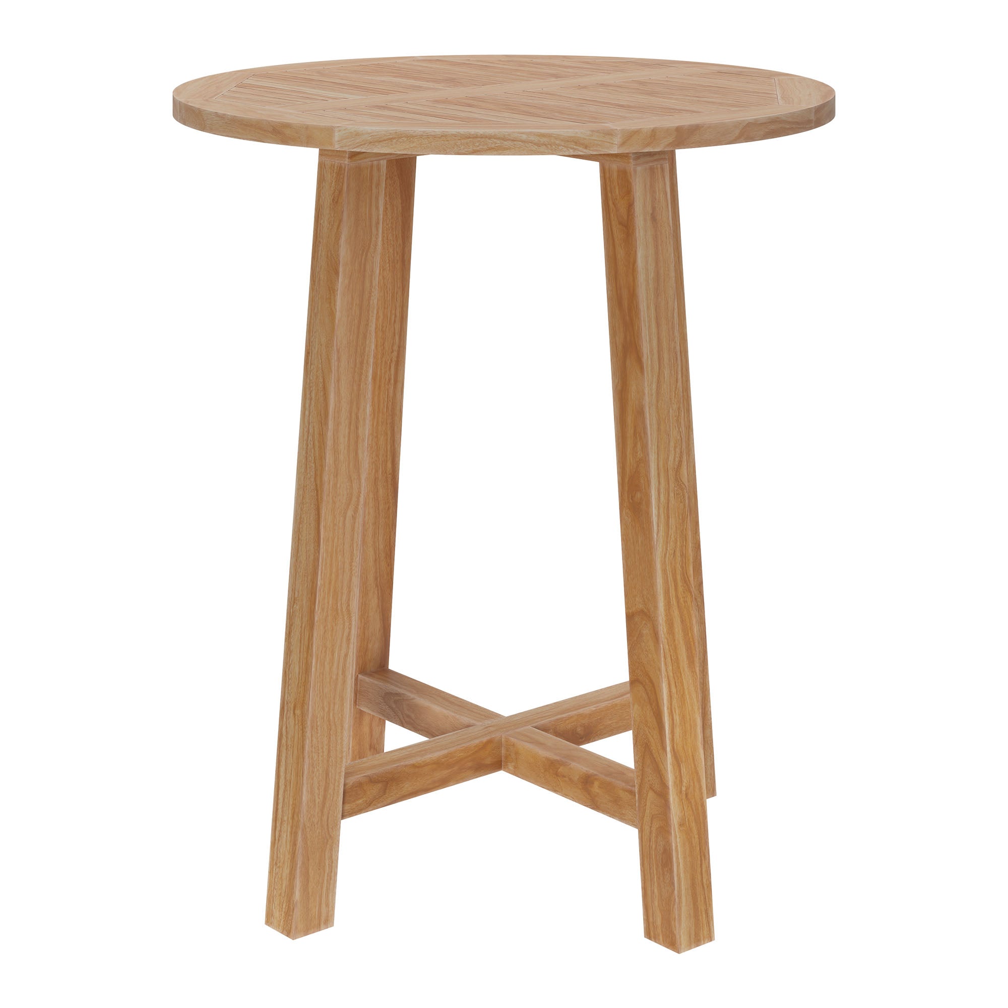 Wellspring 36" Outdoor Patio Teak Wood Bar Table, Natural