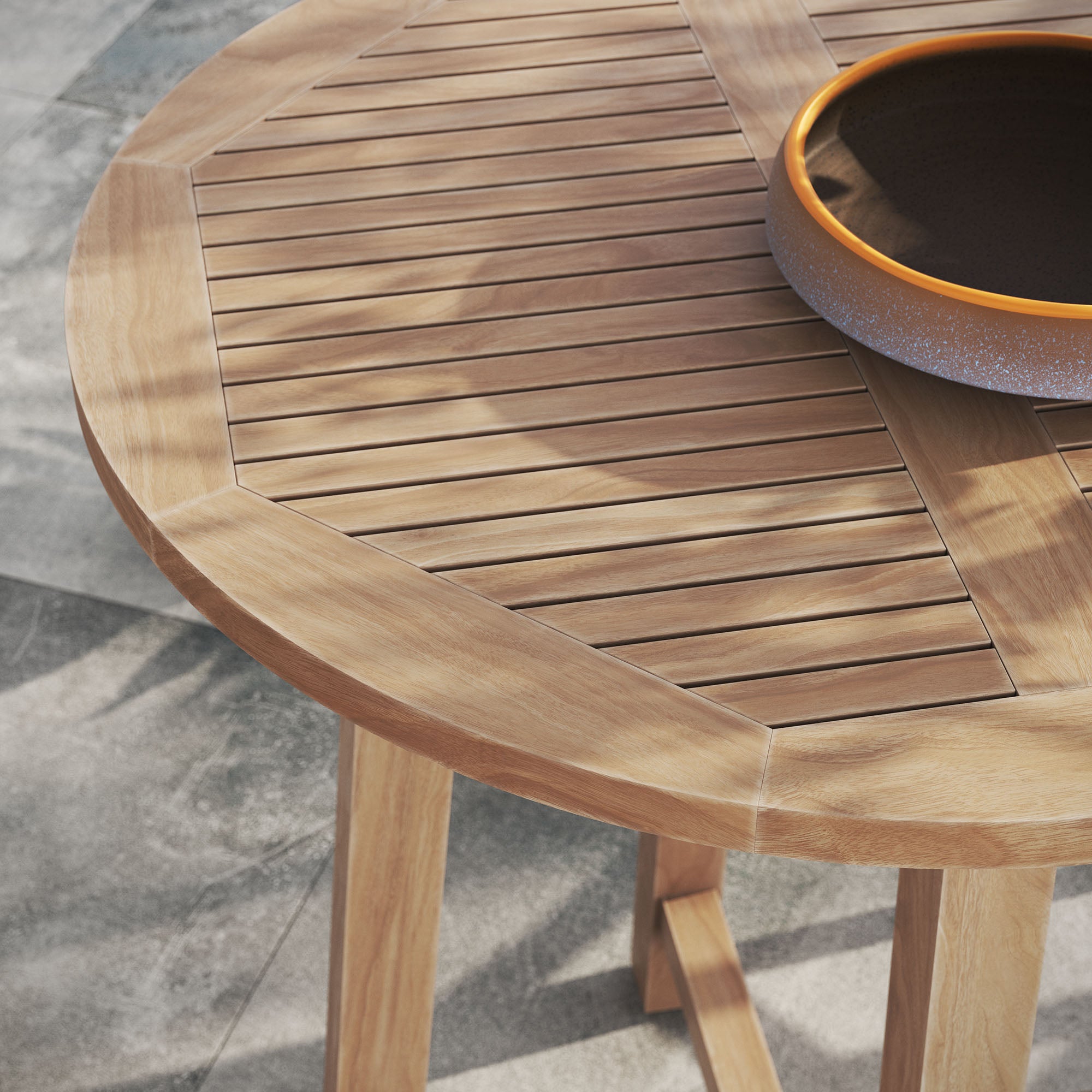 Wellspring 36" Outdoor Patio Teak Wood Bar Table, Natural