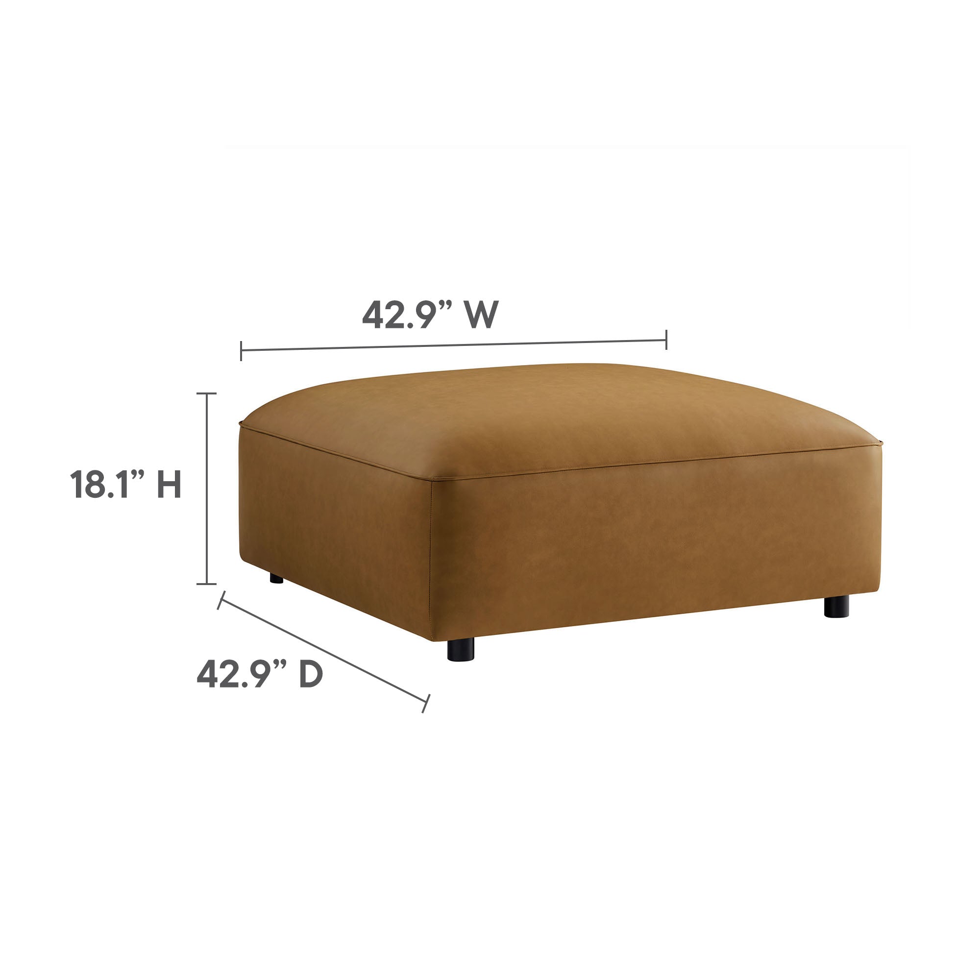 Auren 4-Piece Vegan Leather Modular Sofa Set, Camel