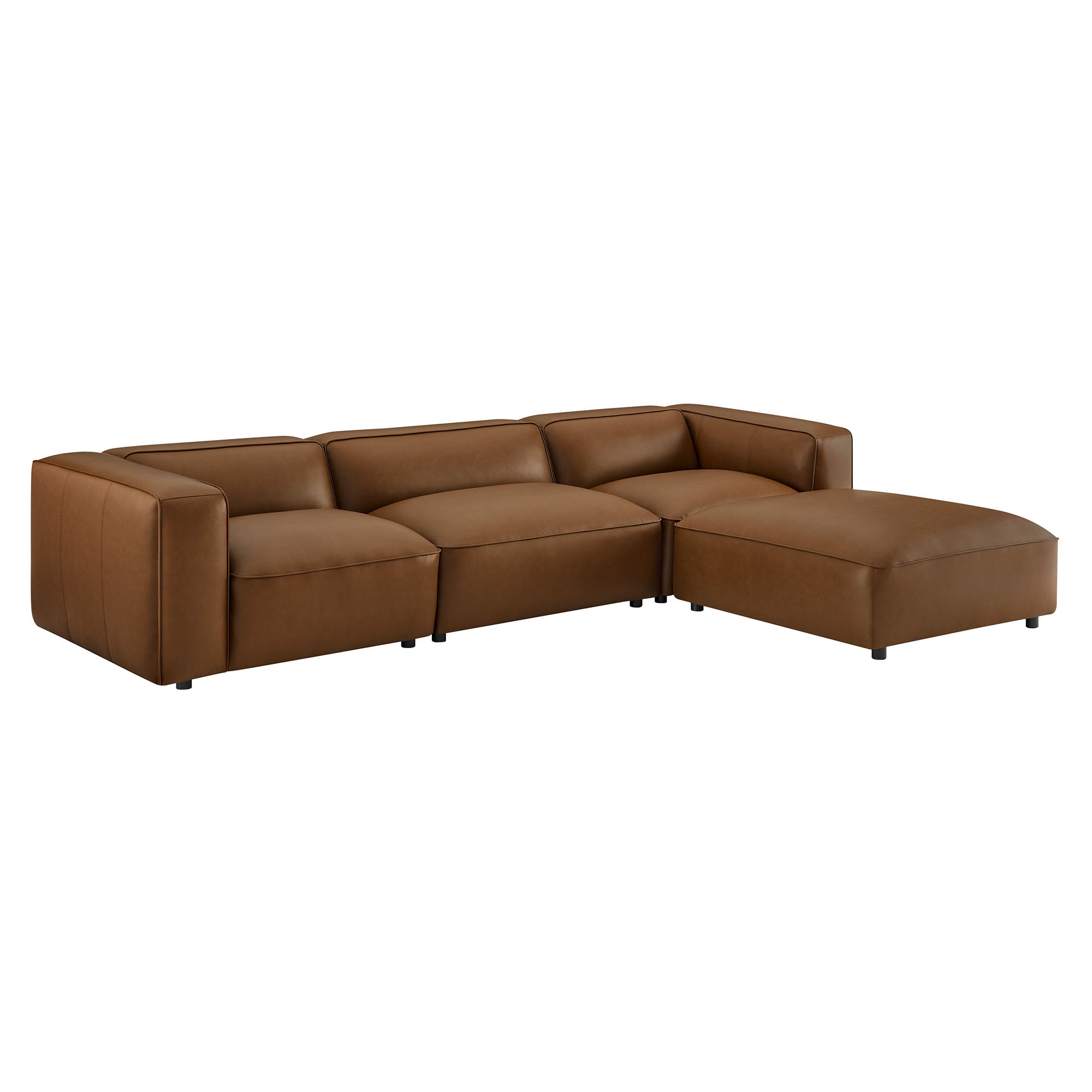 Auren 4-Piece Vegan Leather Modular Sofa Set, Coffee