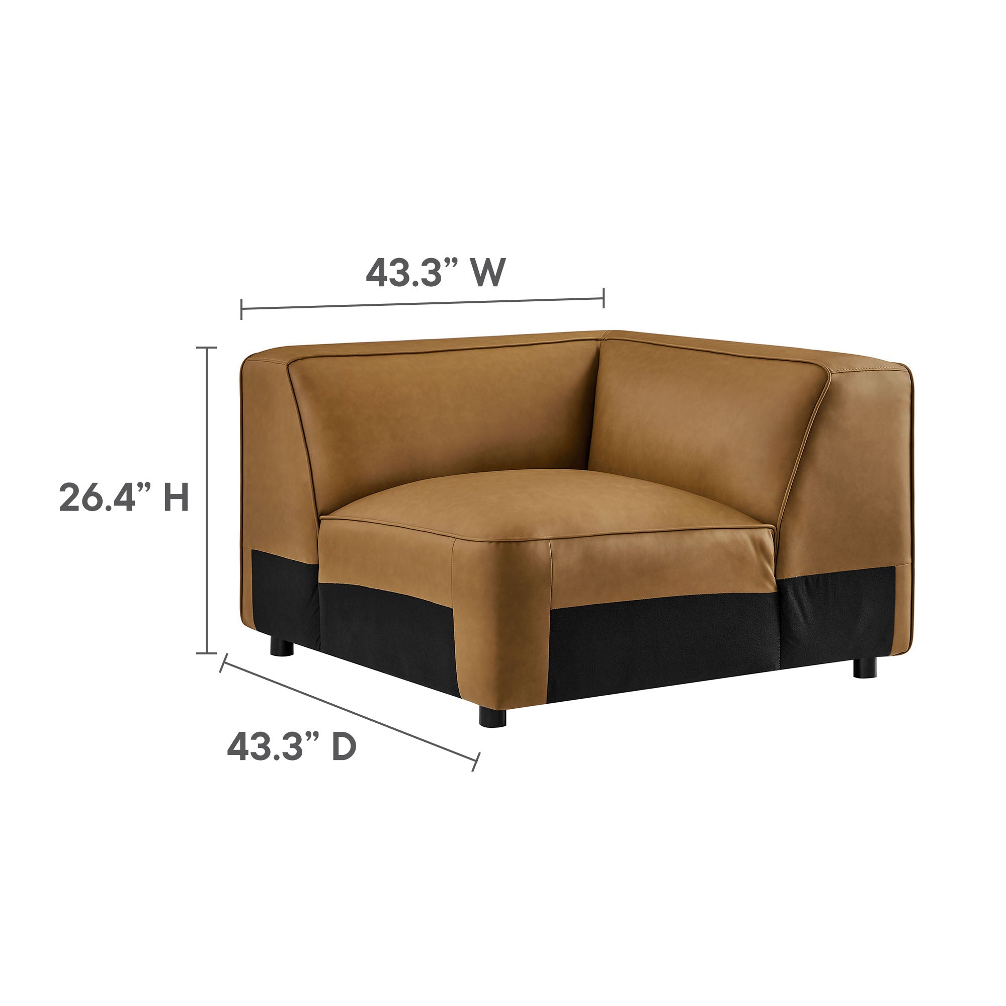 Auren 5-Piece Upholstered Vegan Leather Modular L-Shaped Sofa, Camel