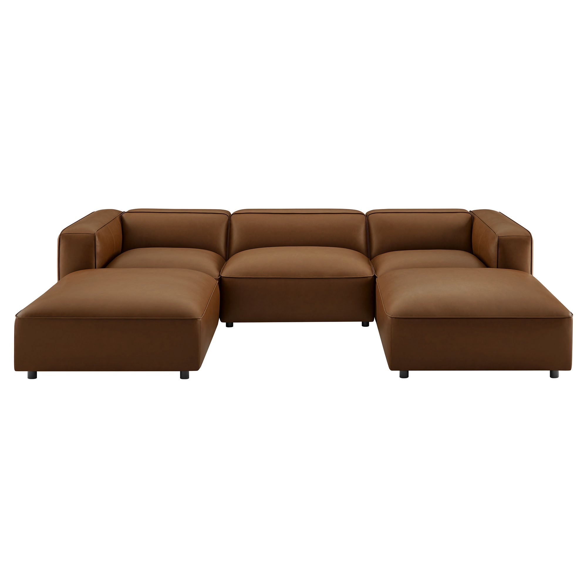 Auren 5-Piece Upholstered Vegan Leather Modular U-Shaped Sofa, Coffee