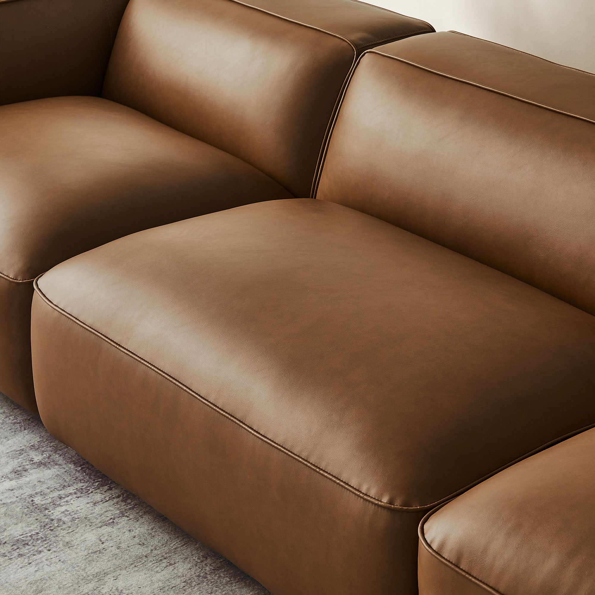 Auren 3-Piece Upholstered Vegan Leather Modular Sofa, Coffee