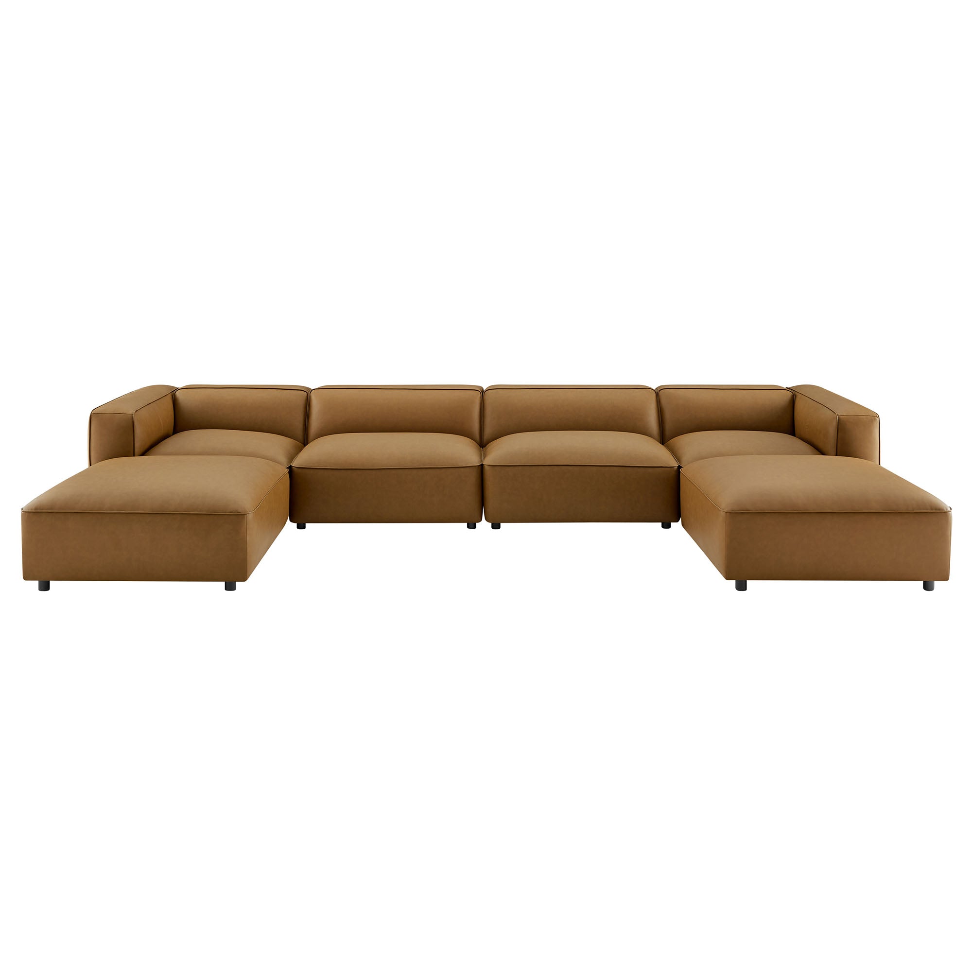 Auren 6-Piece Upholstered Vegan Leather Modular Sofa, Camel