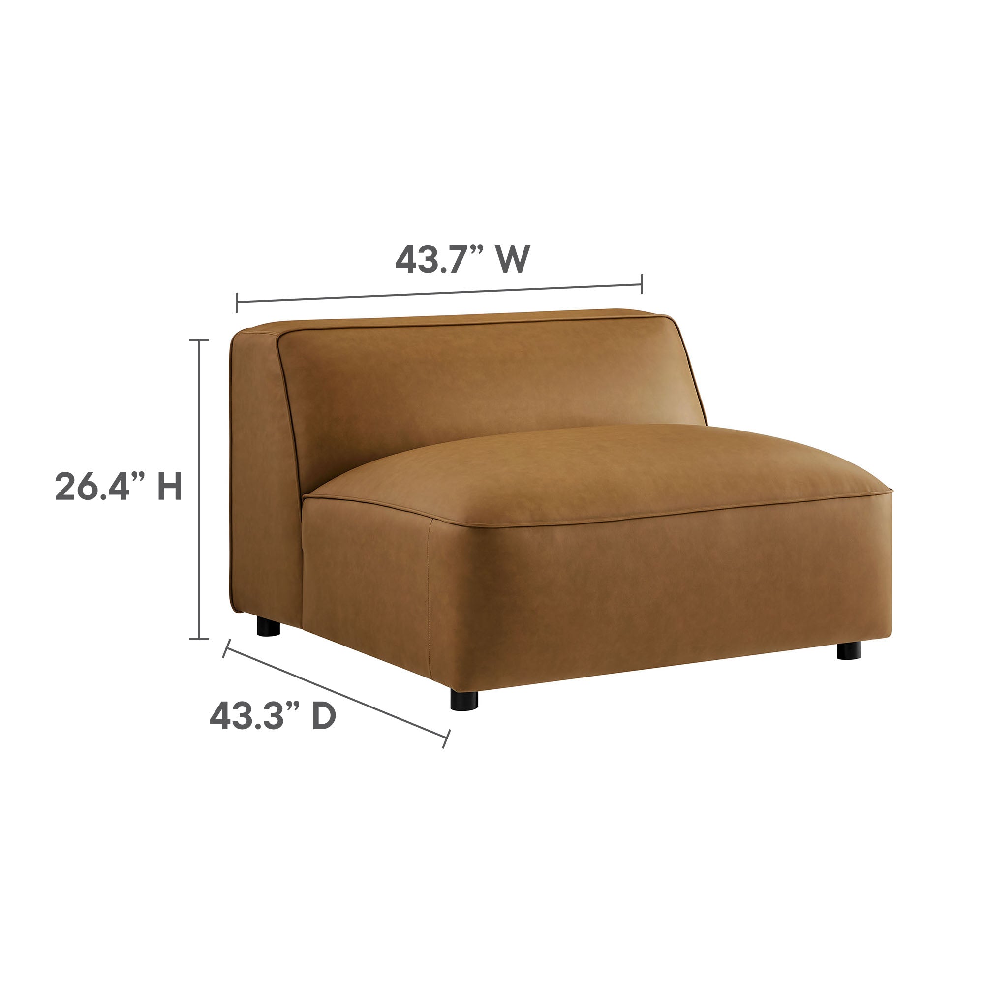 Auren 6-Piece Upholstered Vegan Leather Modular Sofa, Camel
