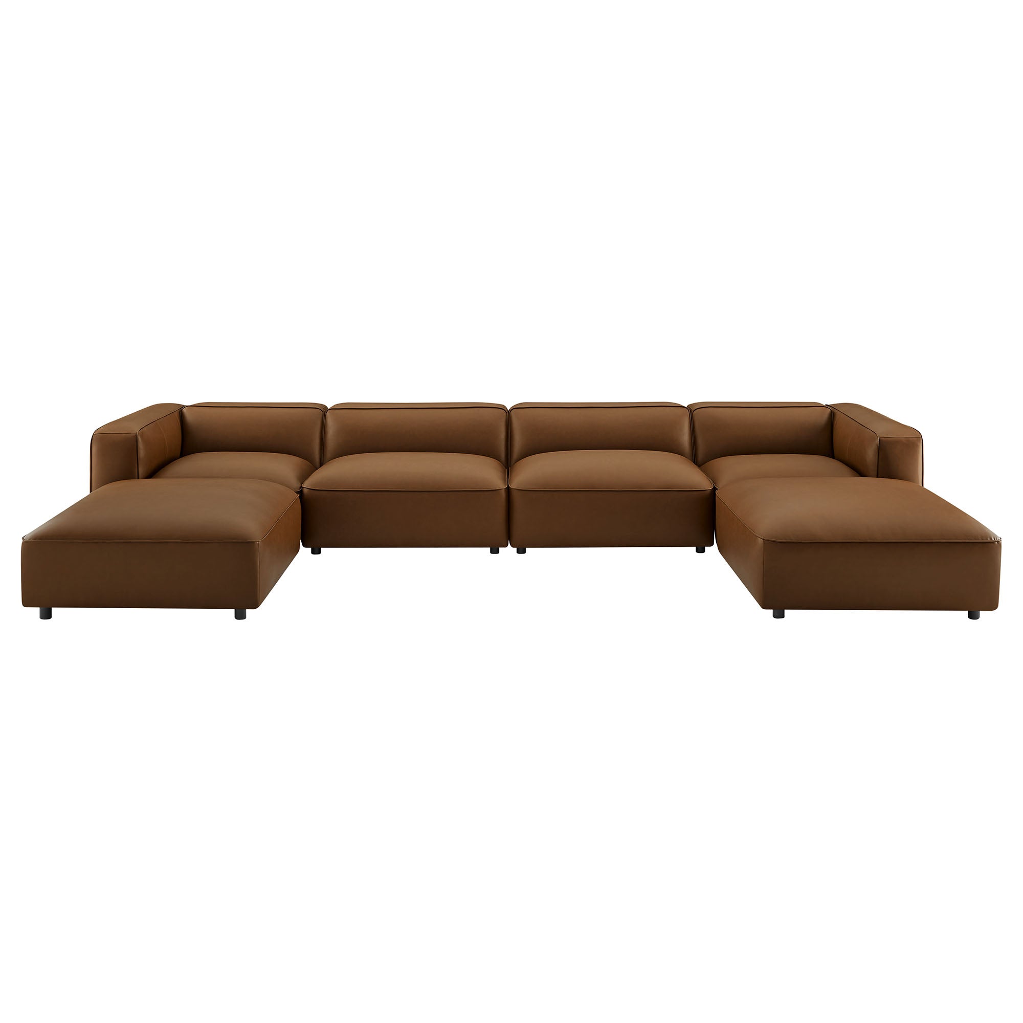 Auren 6-Piece Upholstered Vegan Leather Modular Sofa, Coffee
